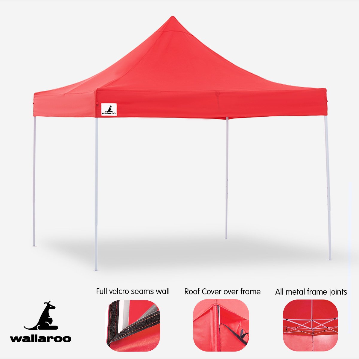 Quick-Setup Waterproof 3x3 Steel Gazebo Tent, Red - Wallaroo