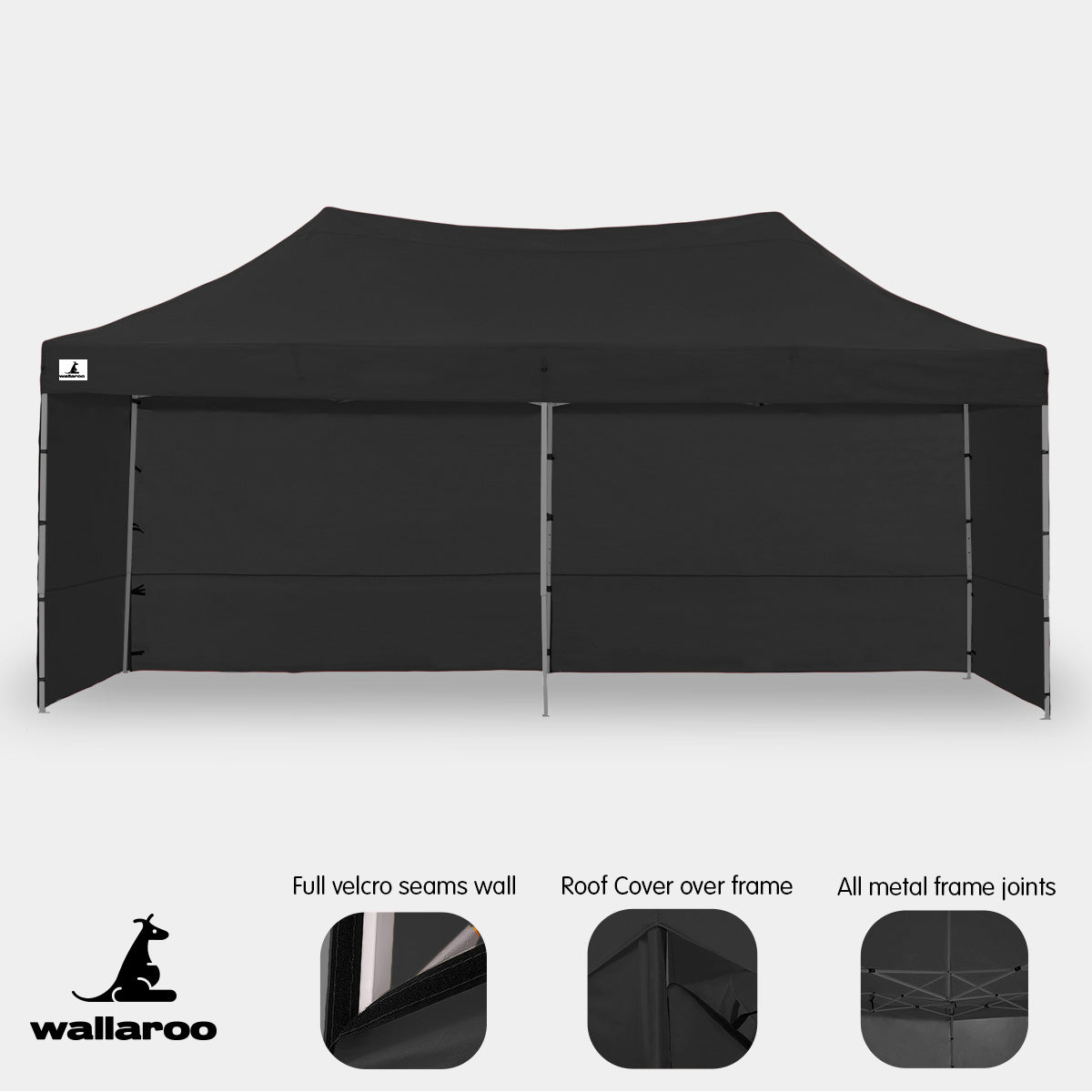 Pop-Up Gazebo Tent, 3 Height Settings, 3x6m - Wallaroo