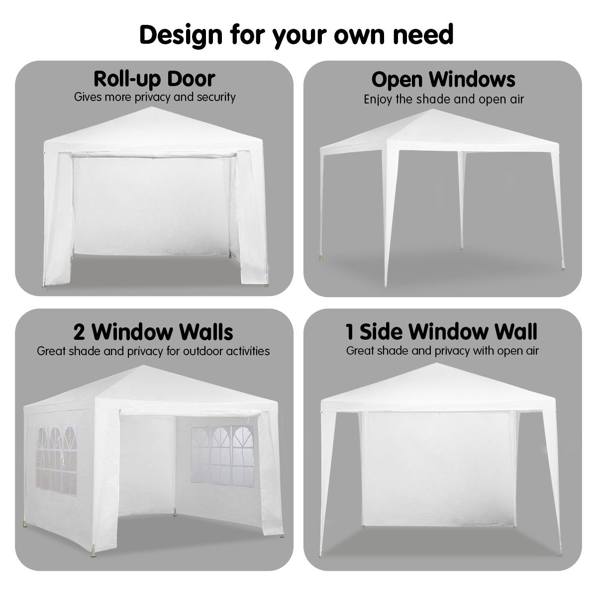 Durable 3x3m UV Resistant Outdoor Gazebo Tent - White