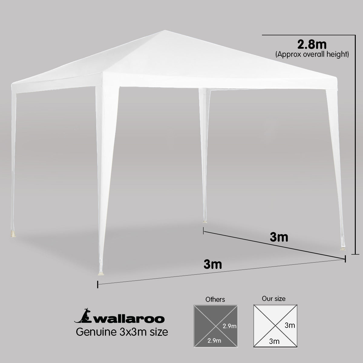 Durable 3x3m UV Resistant Outdoor Gazebo Tent - White