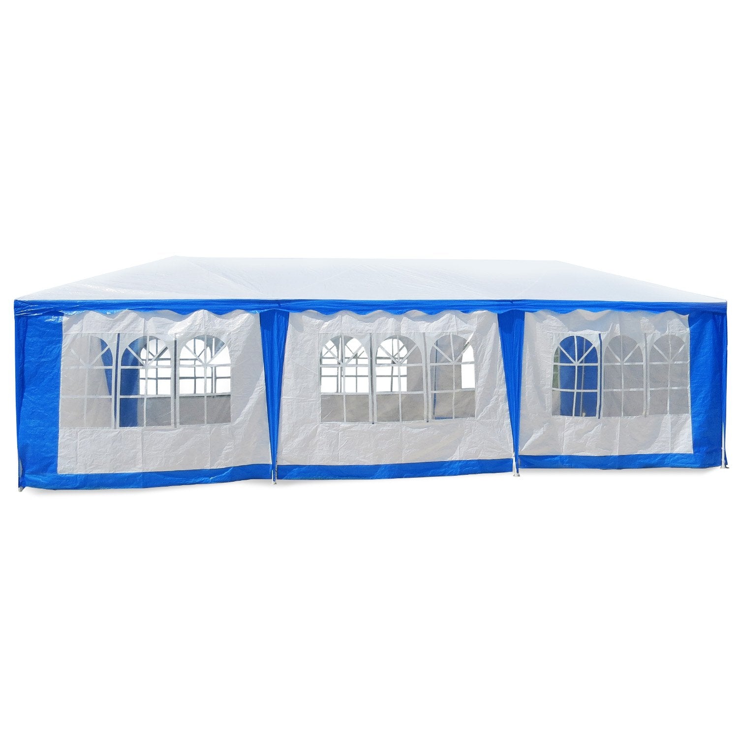 Blue 4x8m PE UV Tent with Windows & Doors - Wallaroo