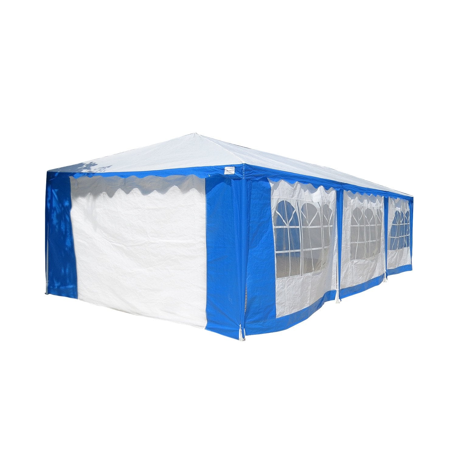 Blue 4x8m PE UV Tent with Windows & Doors - Wallaroo