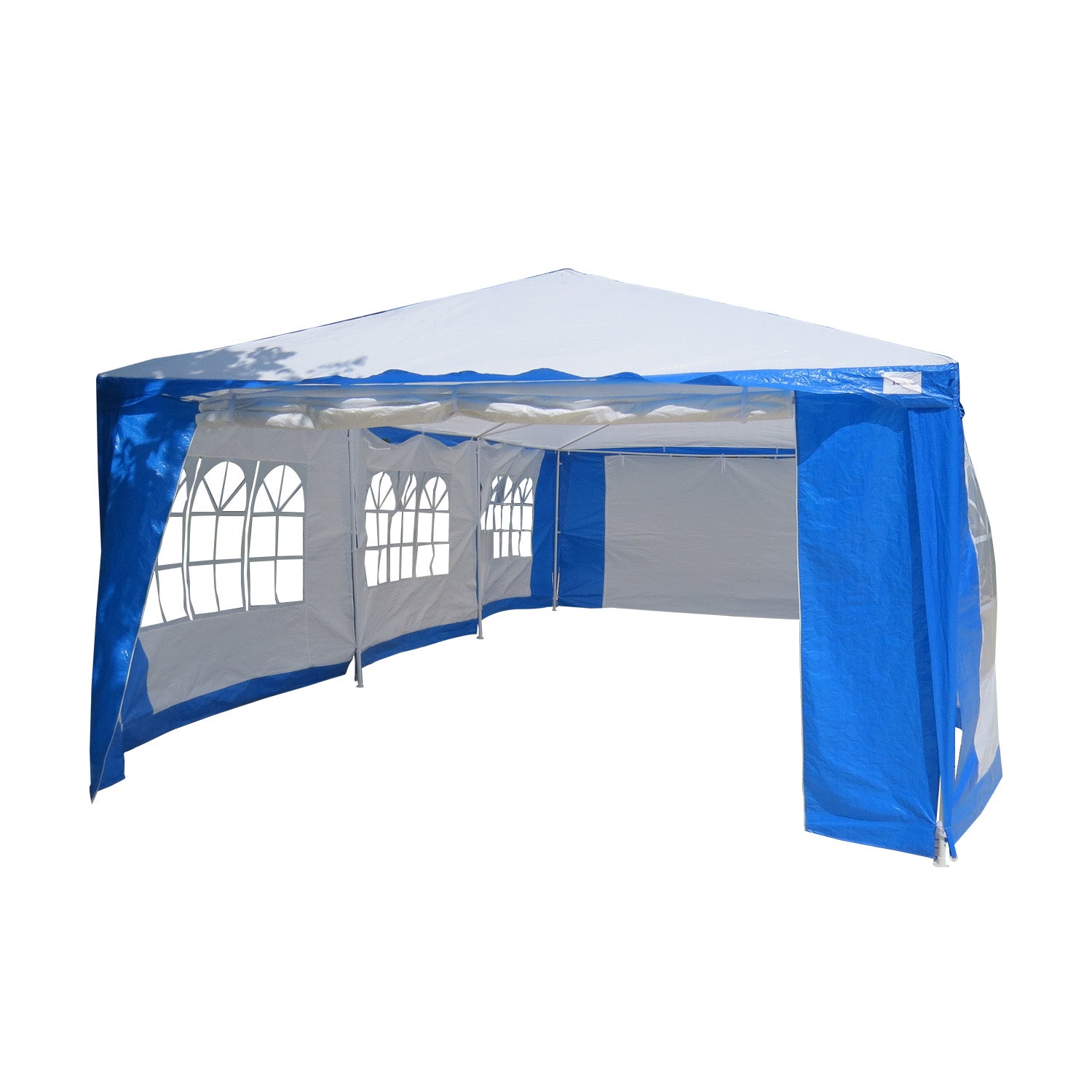 Blue 4x8m PE UV Tent with Windows & Doors - Wallaroo