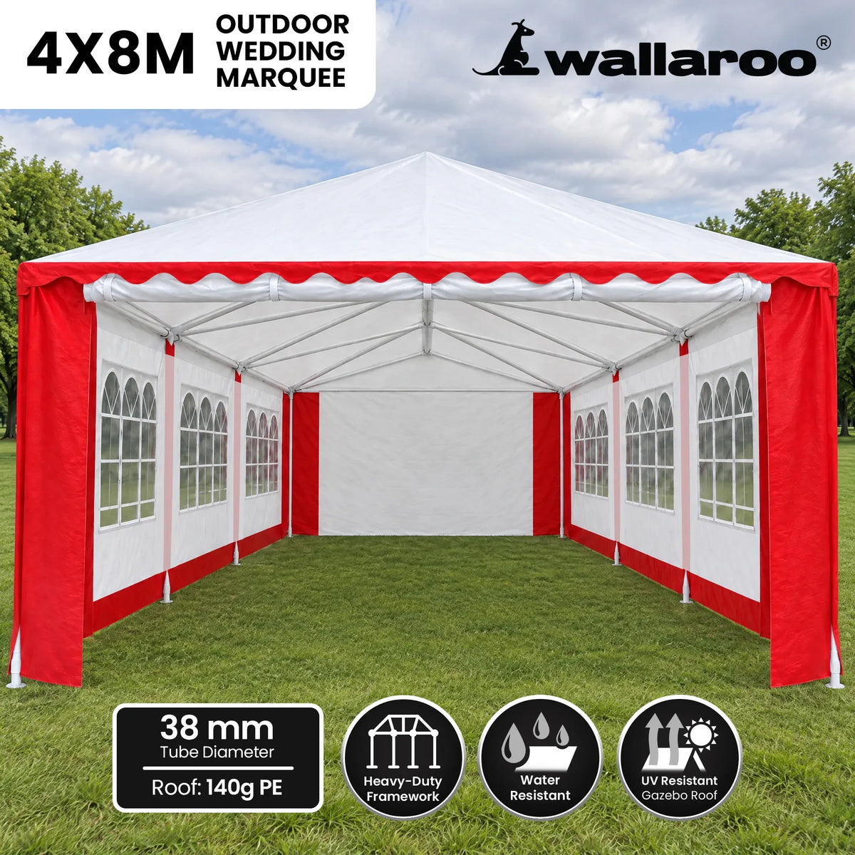 Wallaroo 4x8 Outdoor Event Wedding Marquee Tent Red