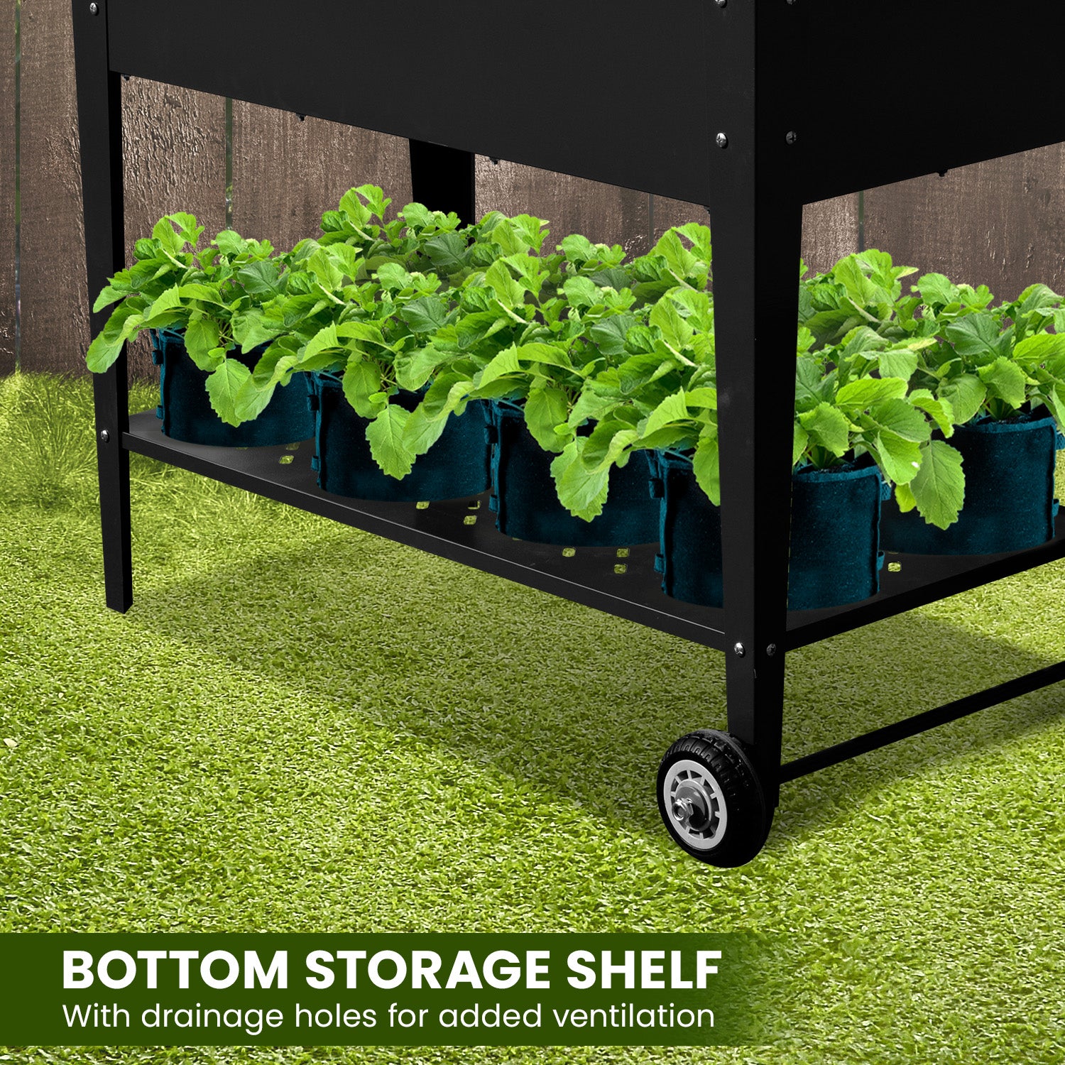 Portable Galvanized Steel Garden Bed w/ Shelf & Wheels, Wallaroo