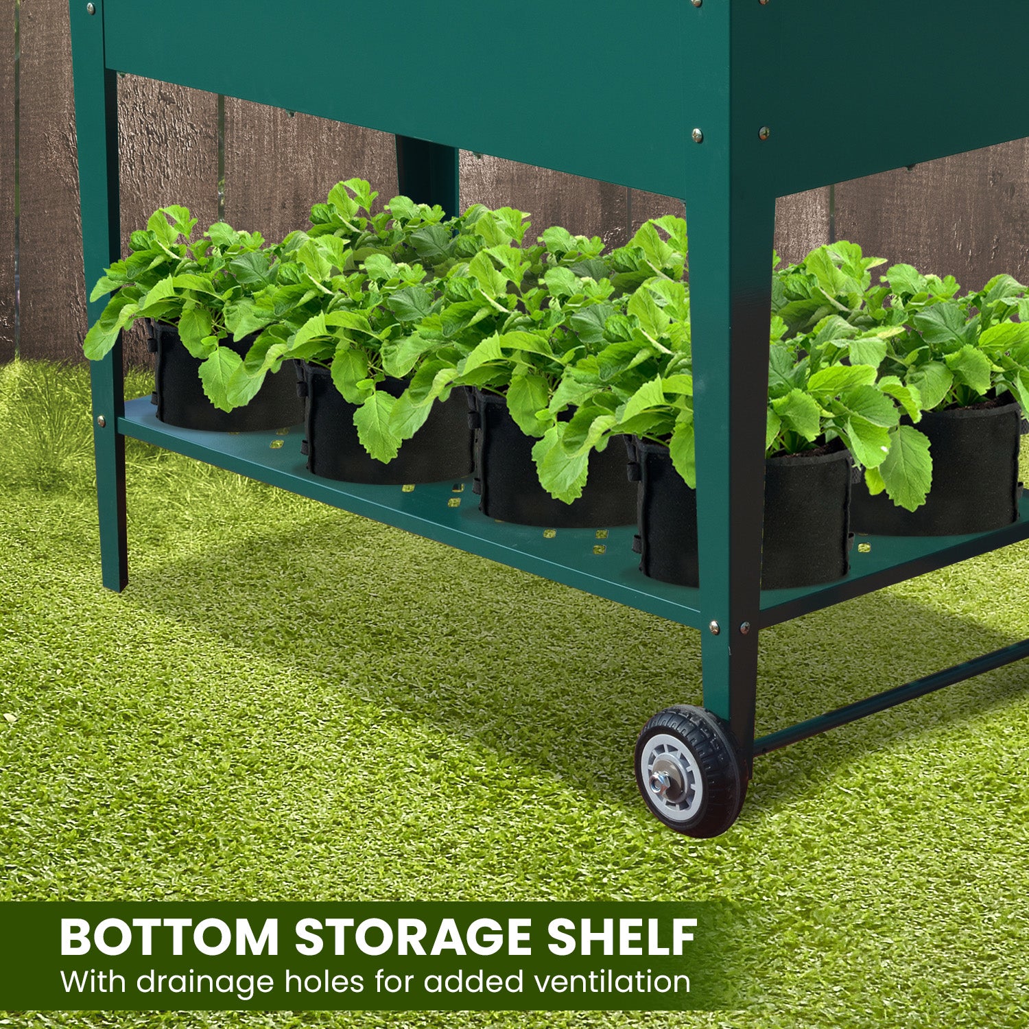 Portable Galvanized Steel Raised Planter with Storage - Wallaroo