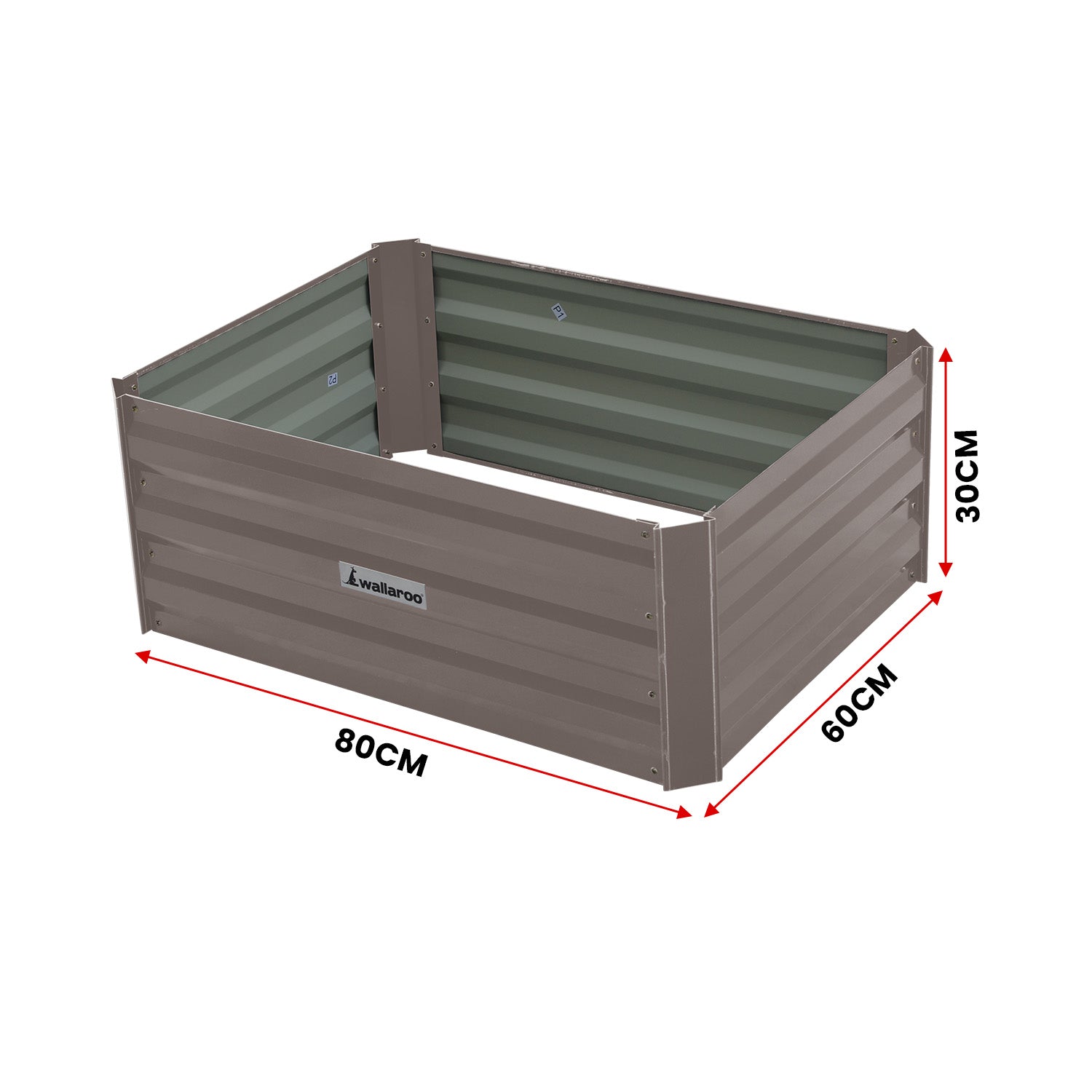 Thick Galvanized Steel Garden Bed, Corrosion Resistant, 80x60x30cm - Wallaroo