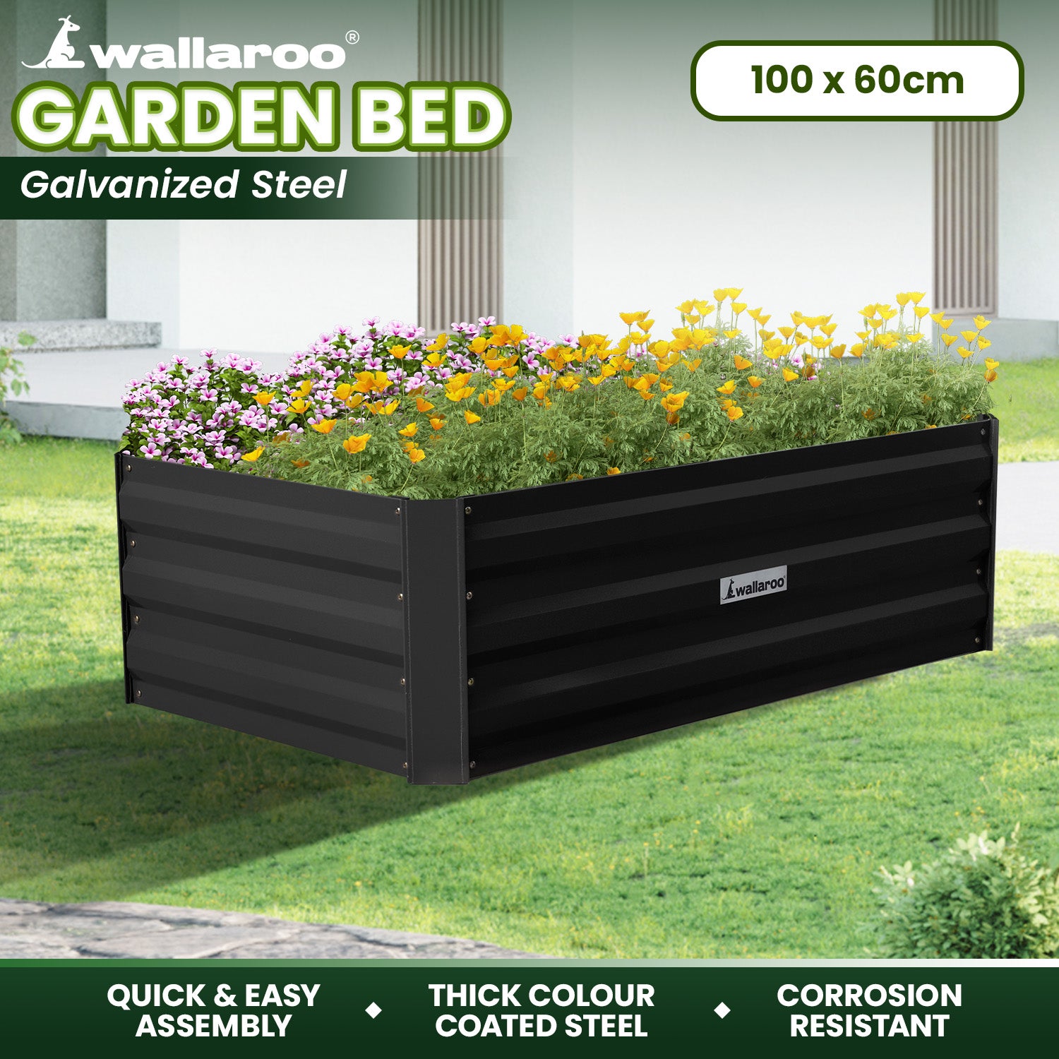 Corrosion-Resistant Galvanized Garden Bed 100x60x30cm Wallaroo