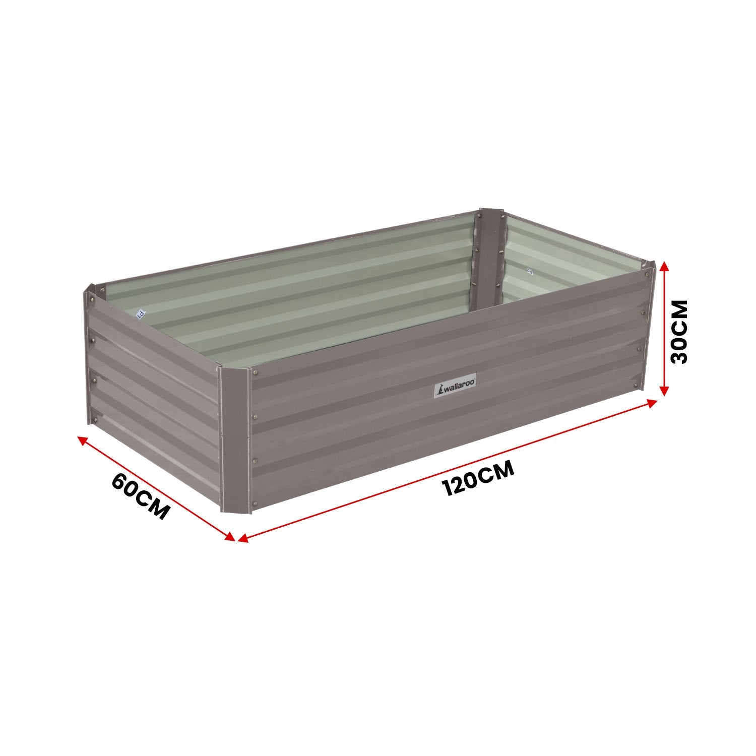 Quick Assembly Galvanized Steel Garden Bed, 120x60x30cm Wallaroo