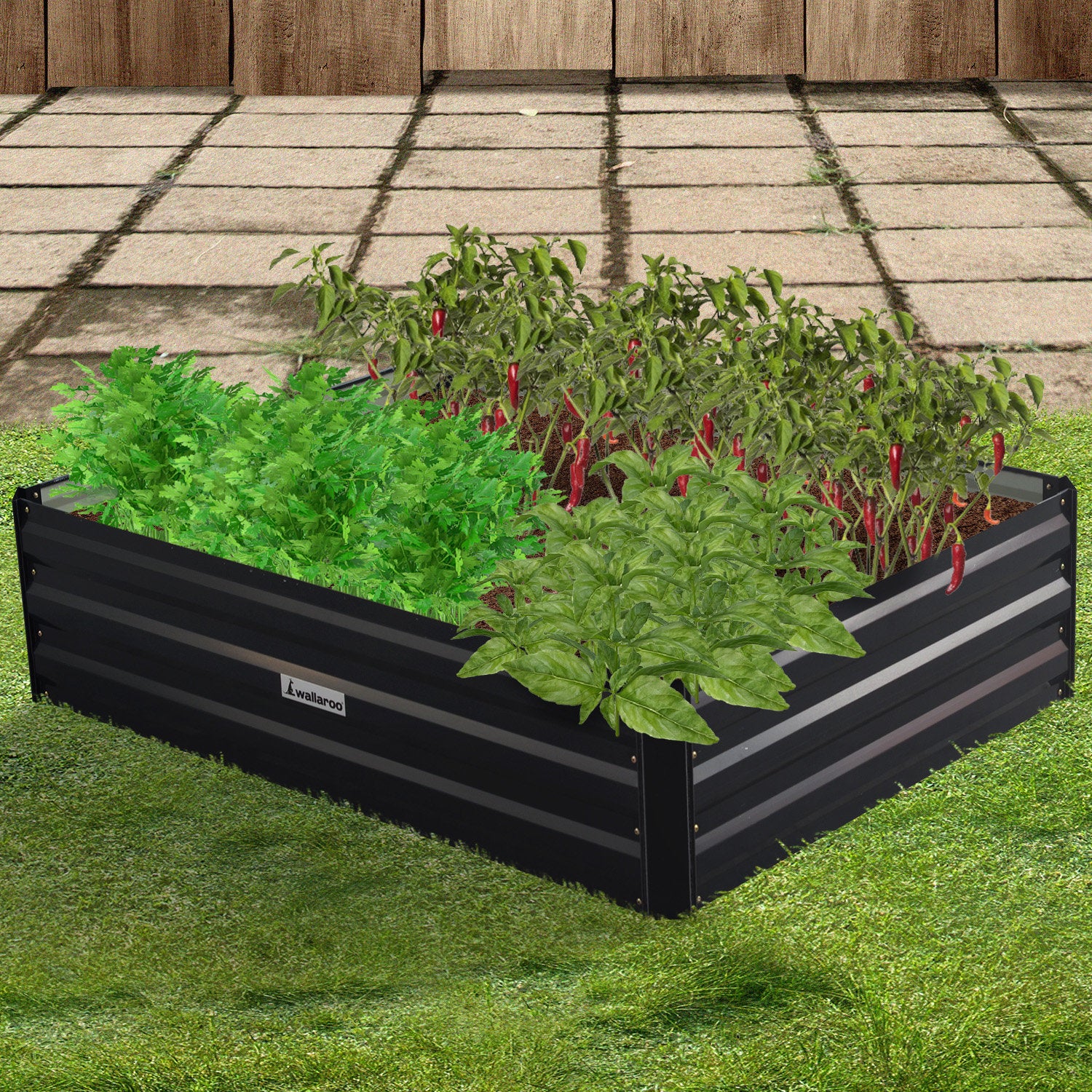 Galvanized Steel Garden Bed, 120x90x30cm, Black - Wallaroo