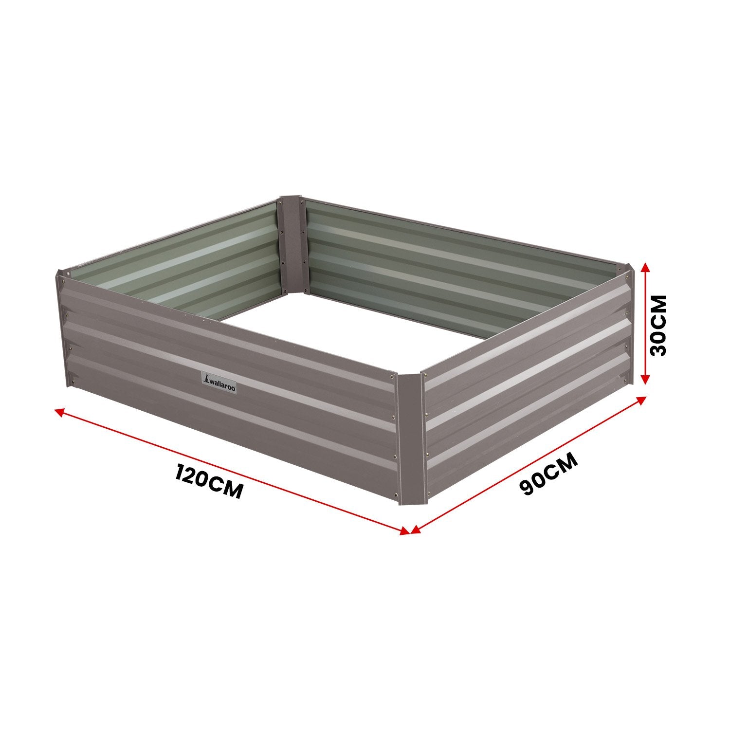 Thick Galvanized Steel Garden Bed 120x90x30cm - Wallaroo