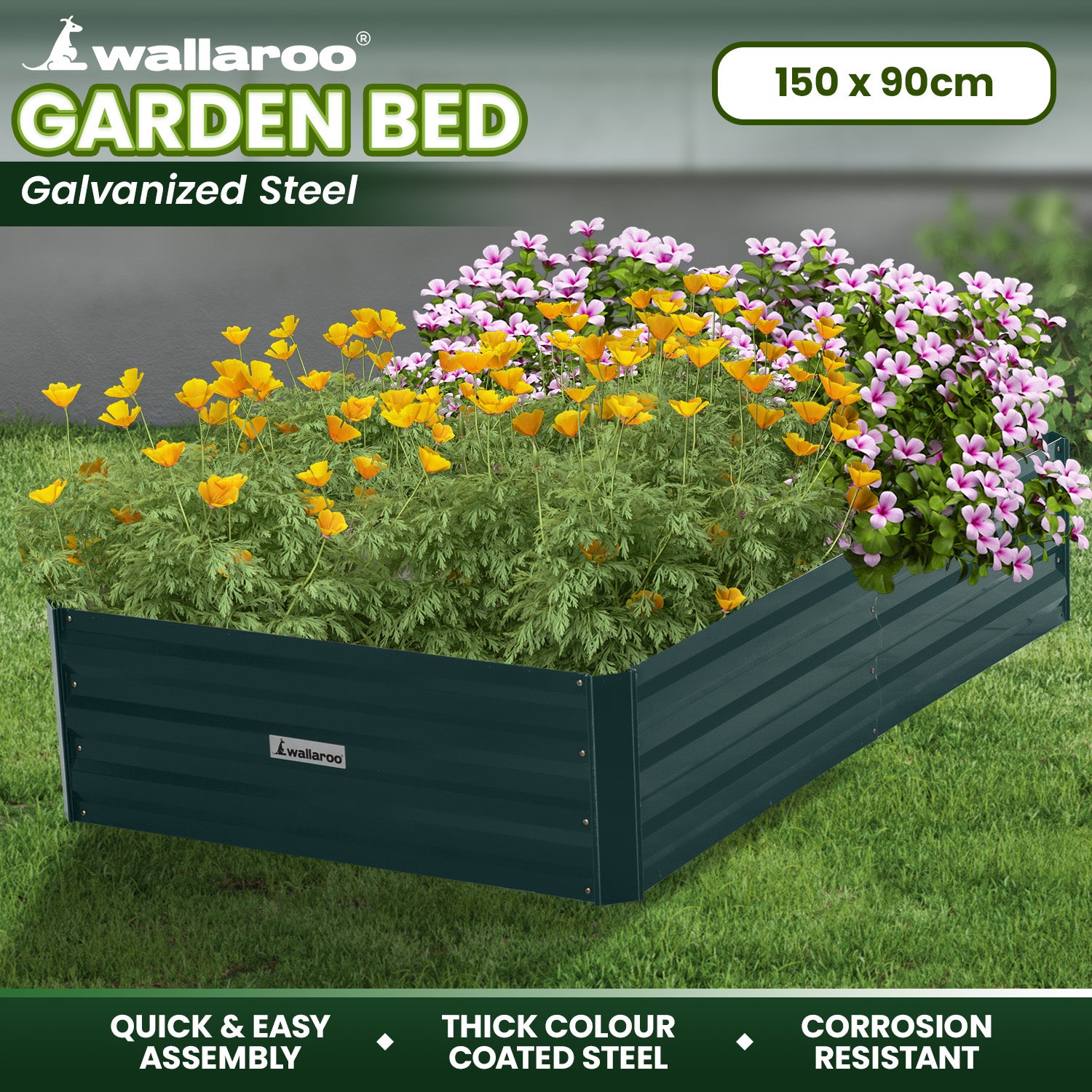 Corrosion-Resistant Galvanized Garden Bed 150x90x30cm Wallaroo