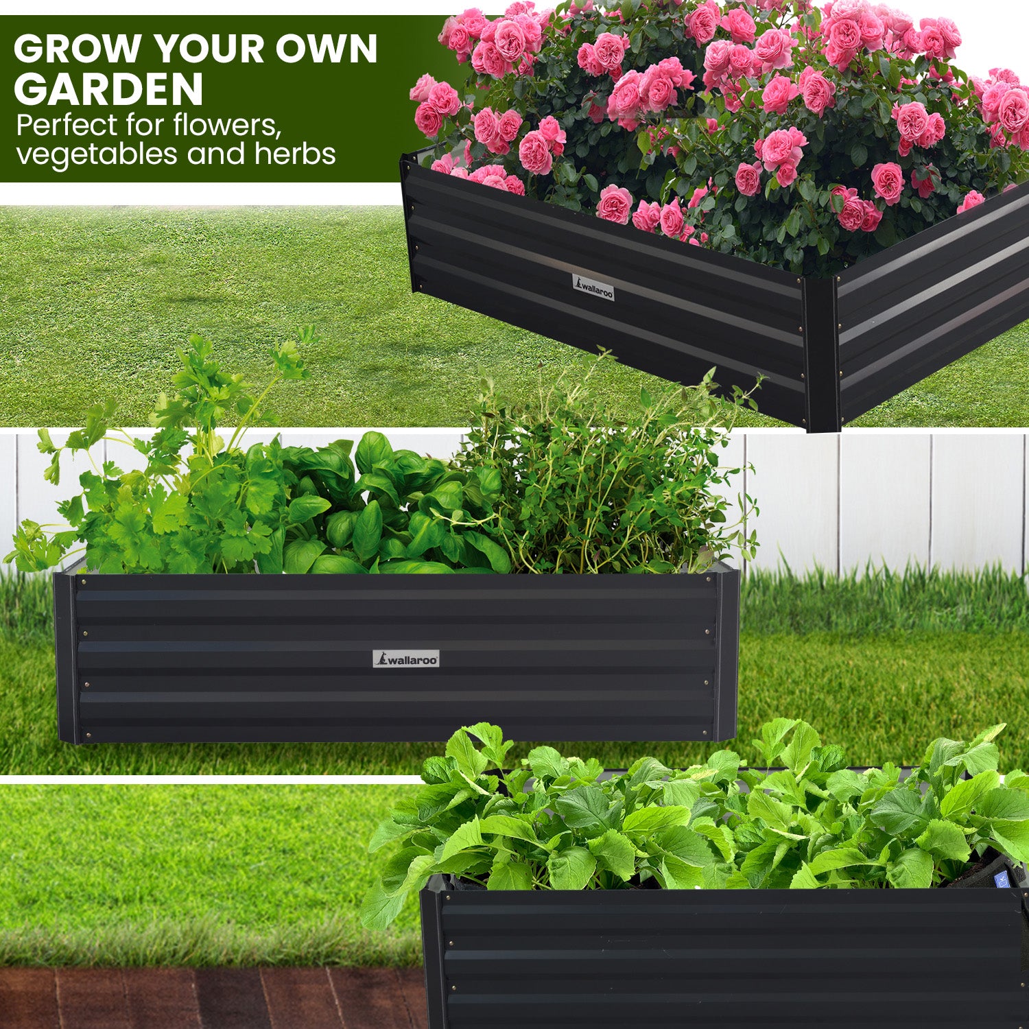 Anti-Rust Galvanized Steel Garden Bed 210x90x30cm