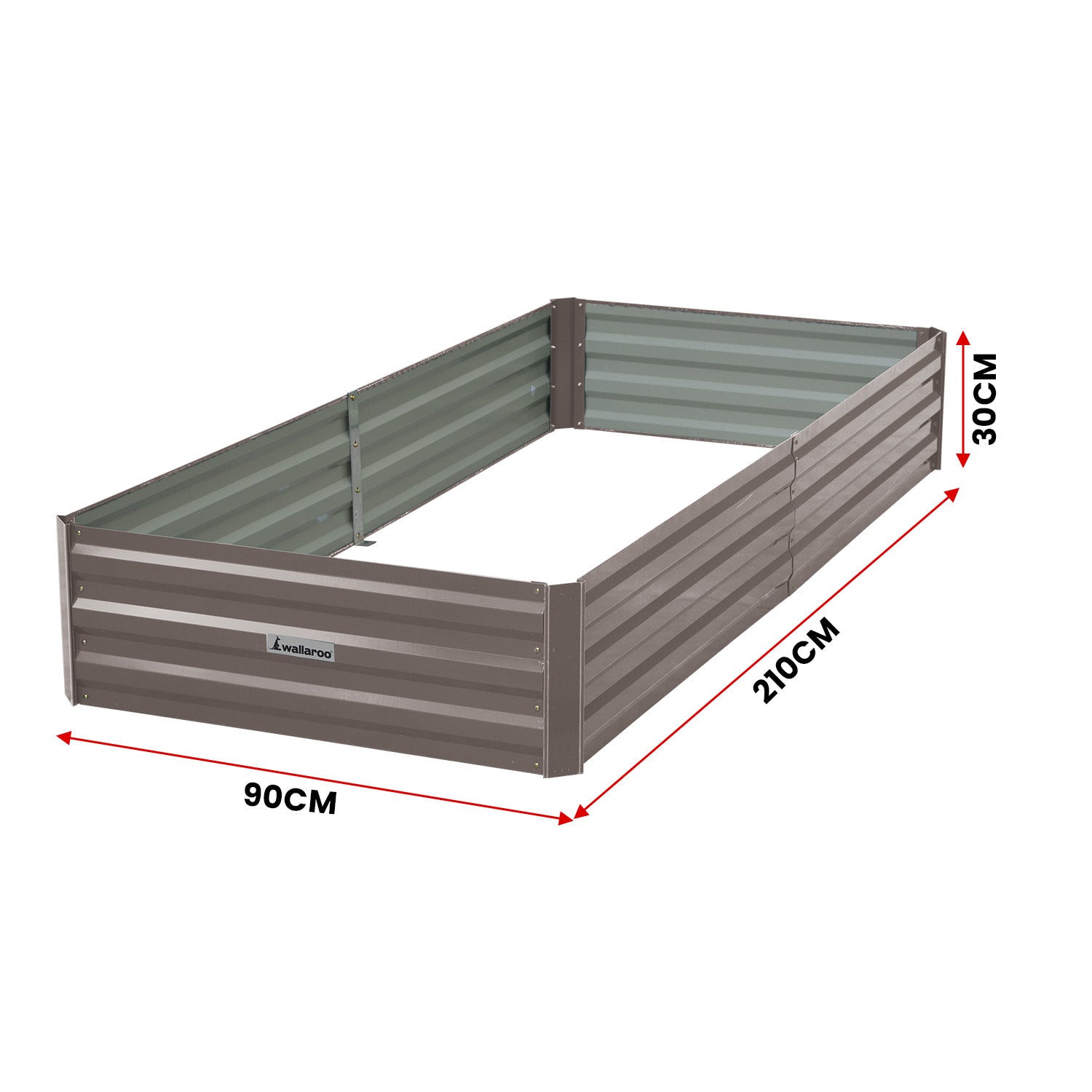 Corrosion Resistant Galvanized Garden Bed, 210x90x30cm - Wallaroo