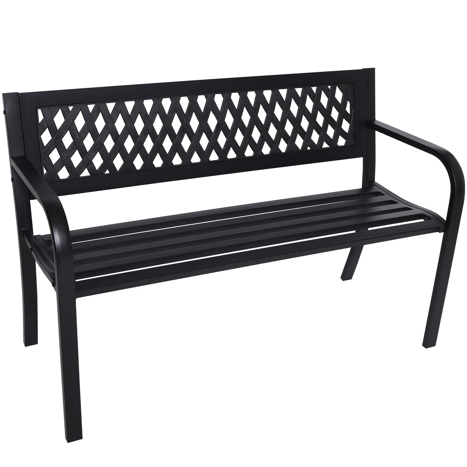 Weather-Resistant Steel Garden Bench - Cast Iron Backrest Wallaroo