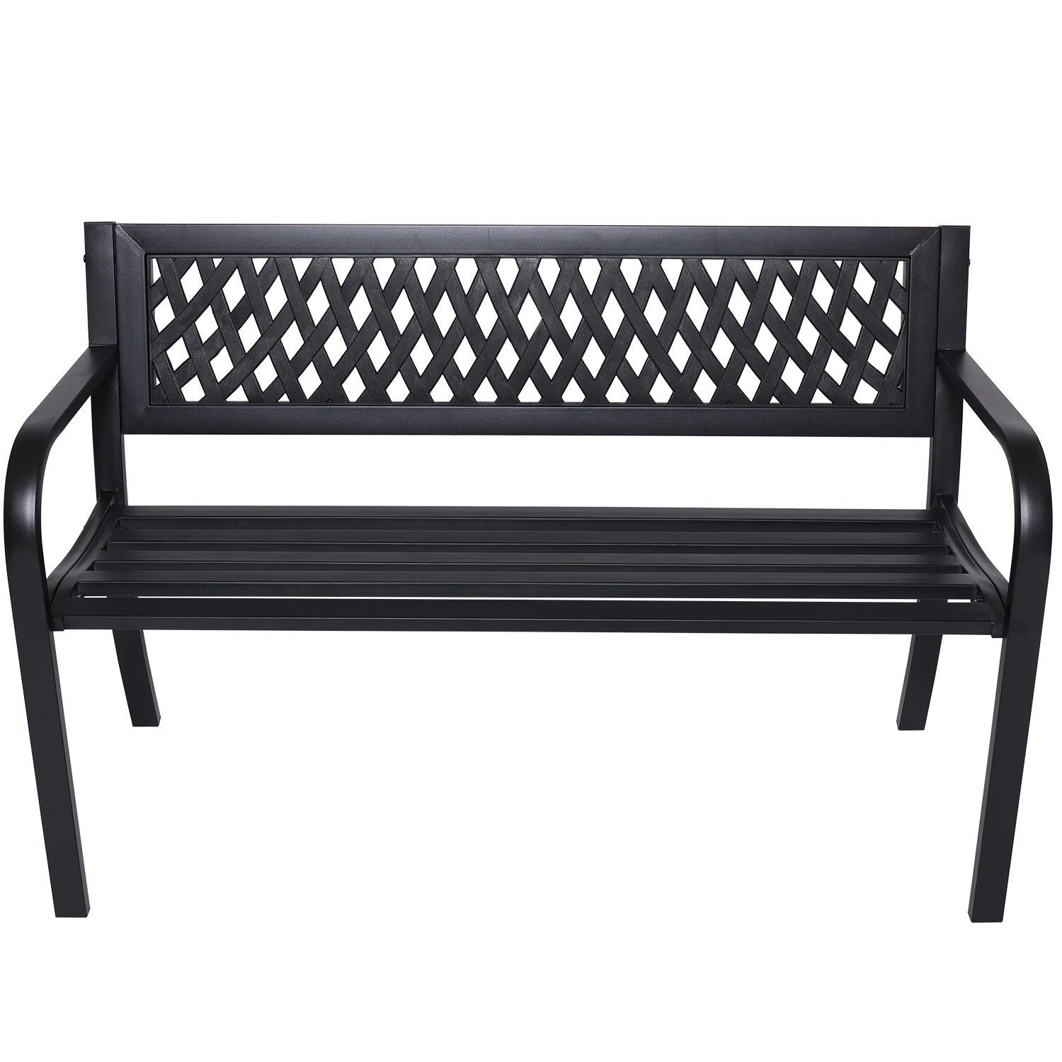 Weather-Resistant Steel Garden Bench - Cast Iron Backrest Wallaroo