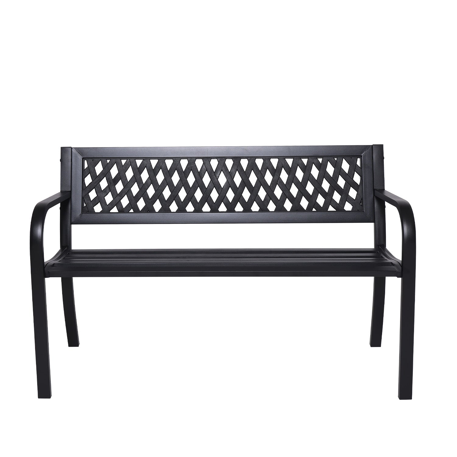 Weather-Resistant Steel Garden Bench - Cast Iron Backrest Wallaroo