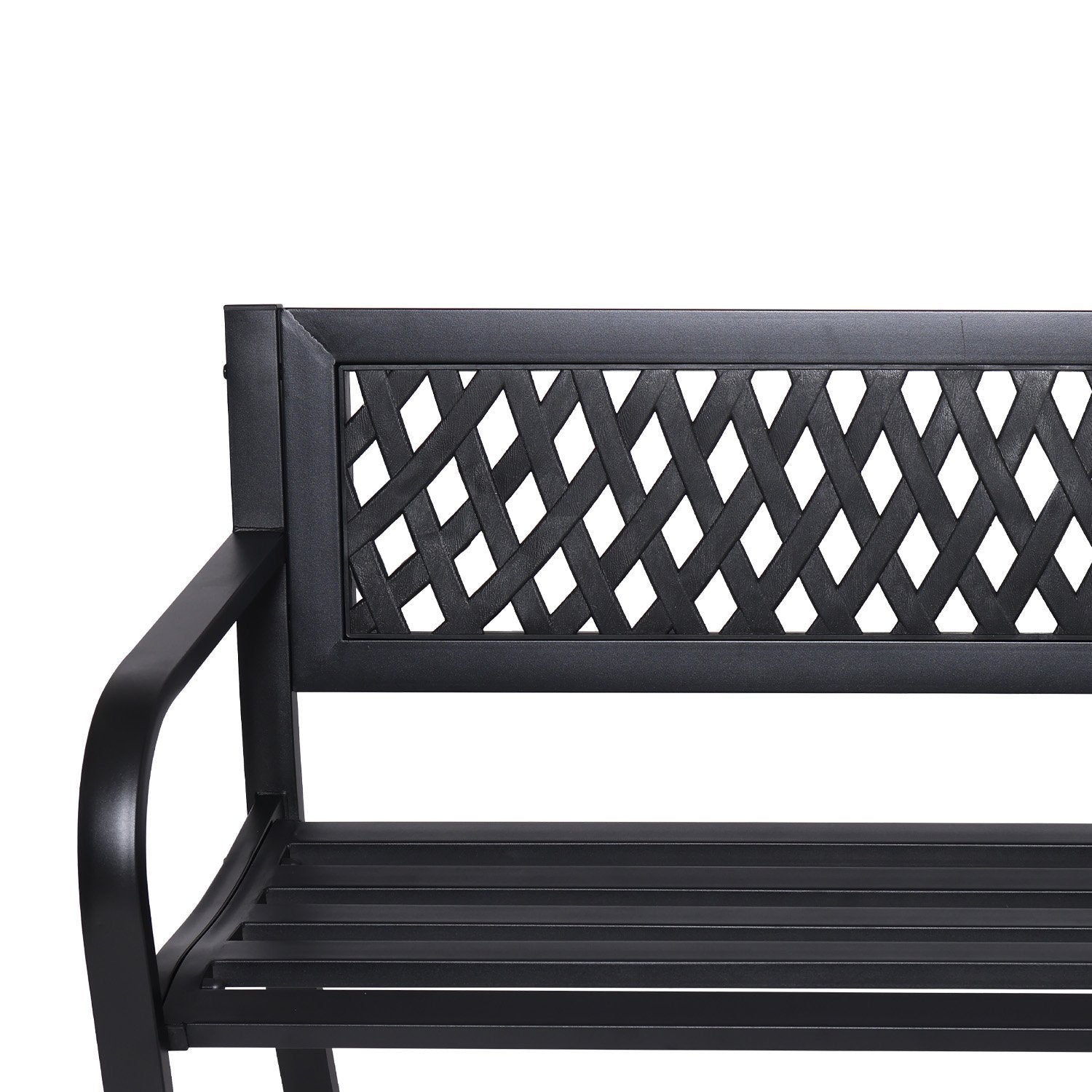 Weather-Resistant Steel Garden Bench - Cast Iron Backrest Wallaroo