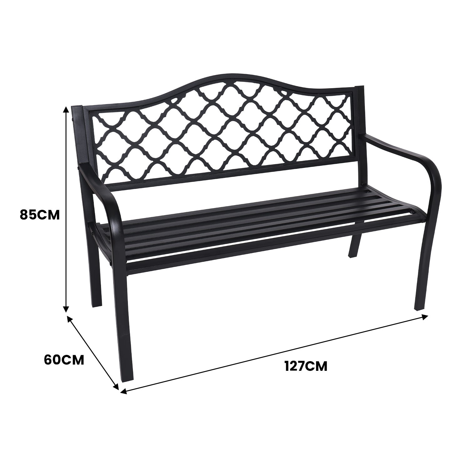 Weather-Resistant Garden Bench, Cast Iron Back – Wallaroo