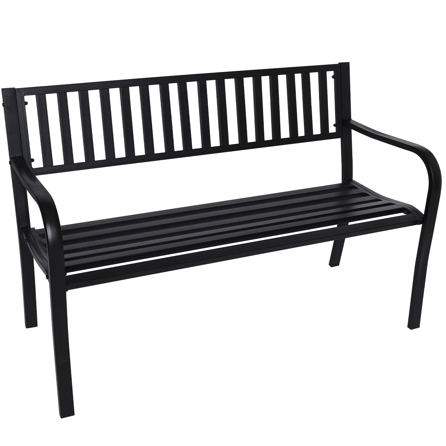 Weather-Resistant Steel Garden Bench, Cast Iron Backrest - Wallaroo