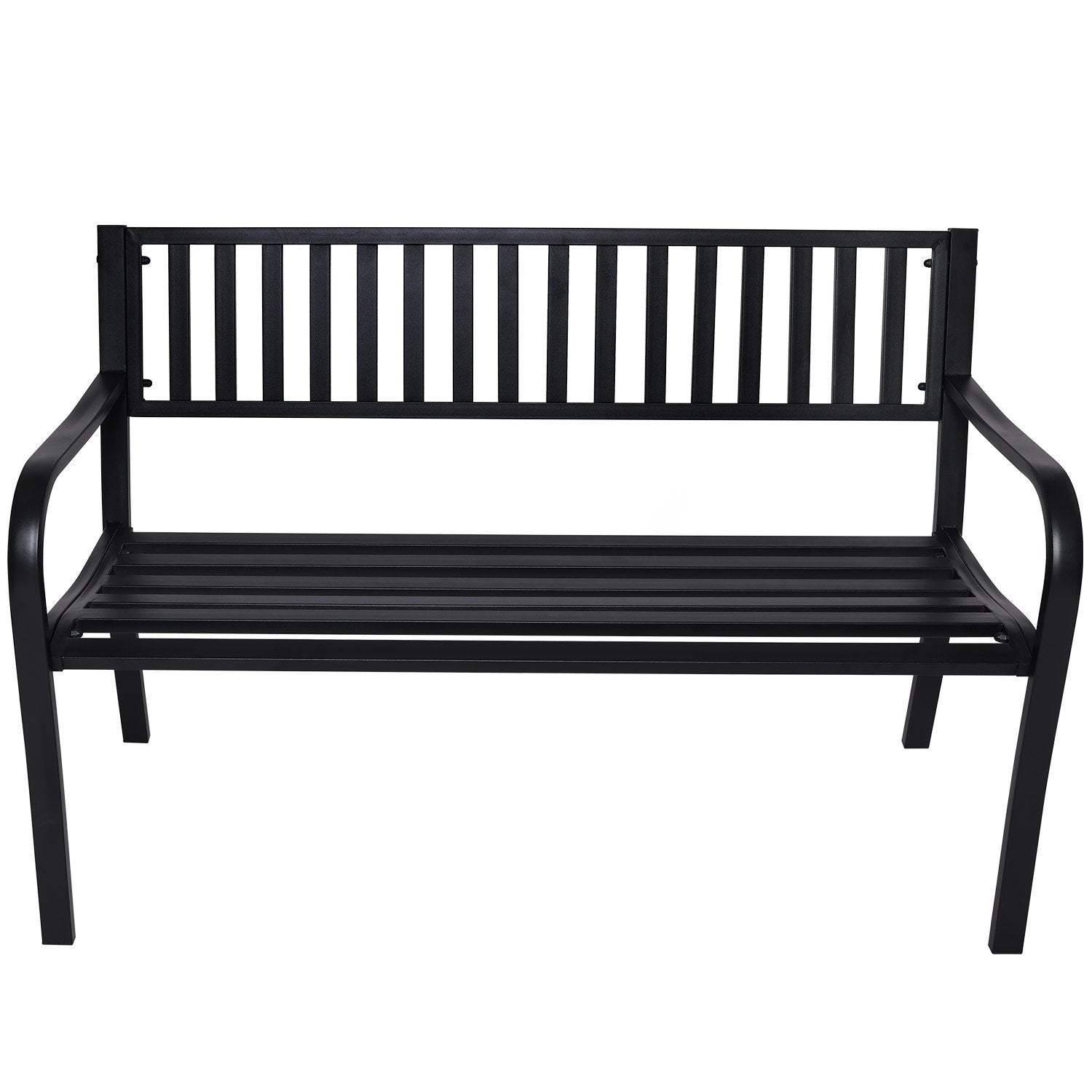 Weather-Resistant Steel Garden Bench, Cast Iron Backrest - Wallaroo