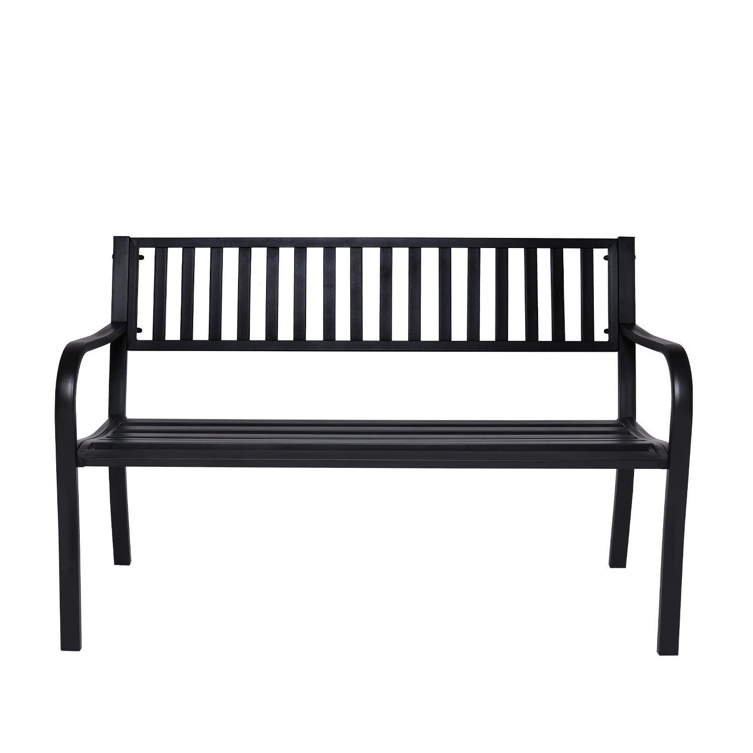 Weather-Resistant Steel Garden Bench, Cast Iron Backrest - Wallaroo