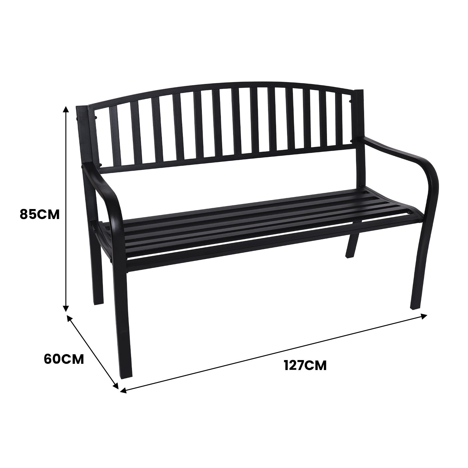 Weather-Resistant Steel Garden Bench, 3-Seater - Wallaroo