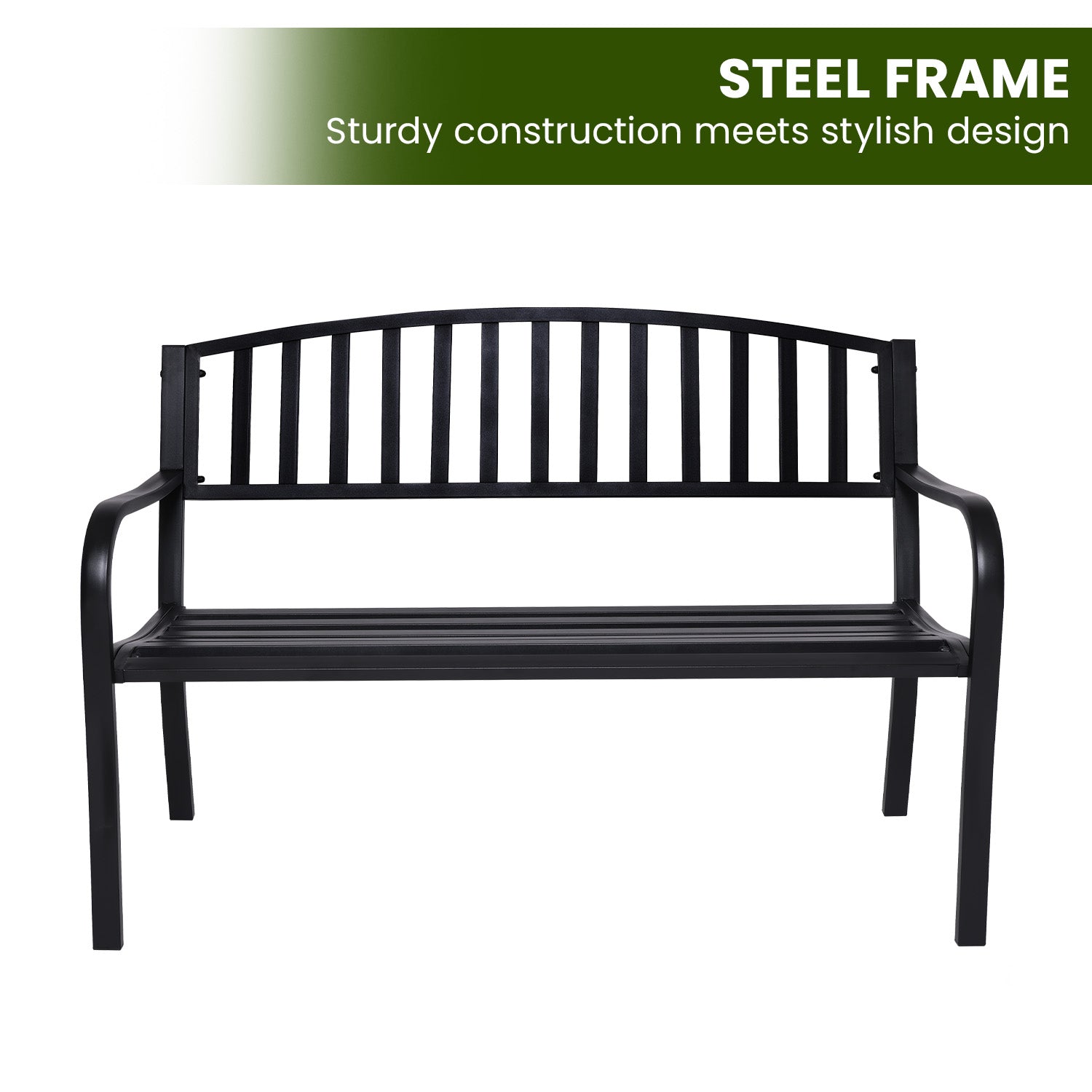 Weather-Resistant Steel Garden Bench, 3-Seater - Wallaroo