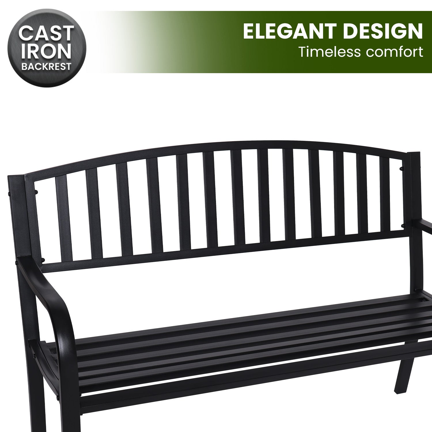 Weather-Resistant Steel Garden Bench, 3-Seater - Wallaroo