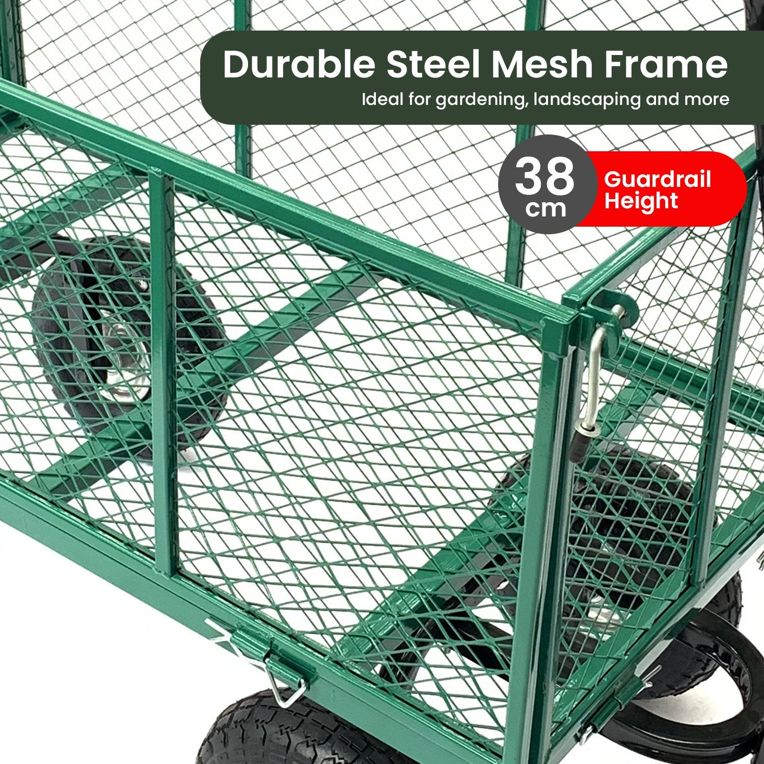 Heavy-Duty Steel Mesh Garden Trolley Cart with 300kg Capacity