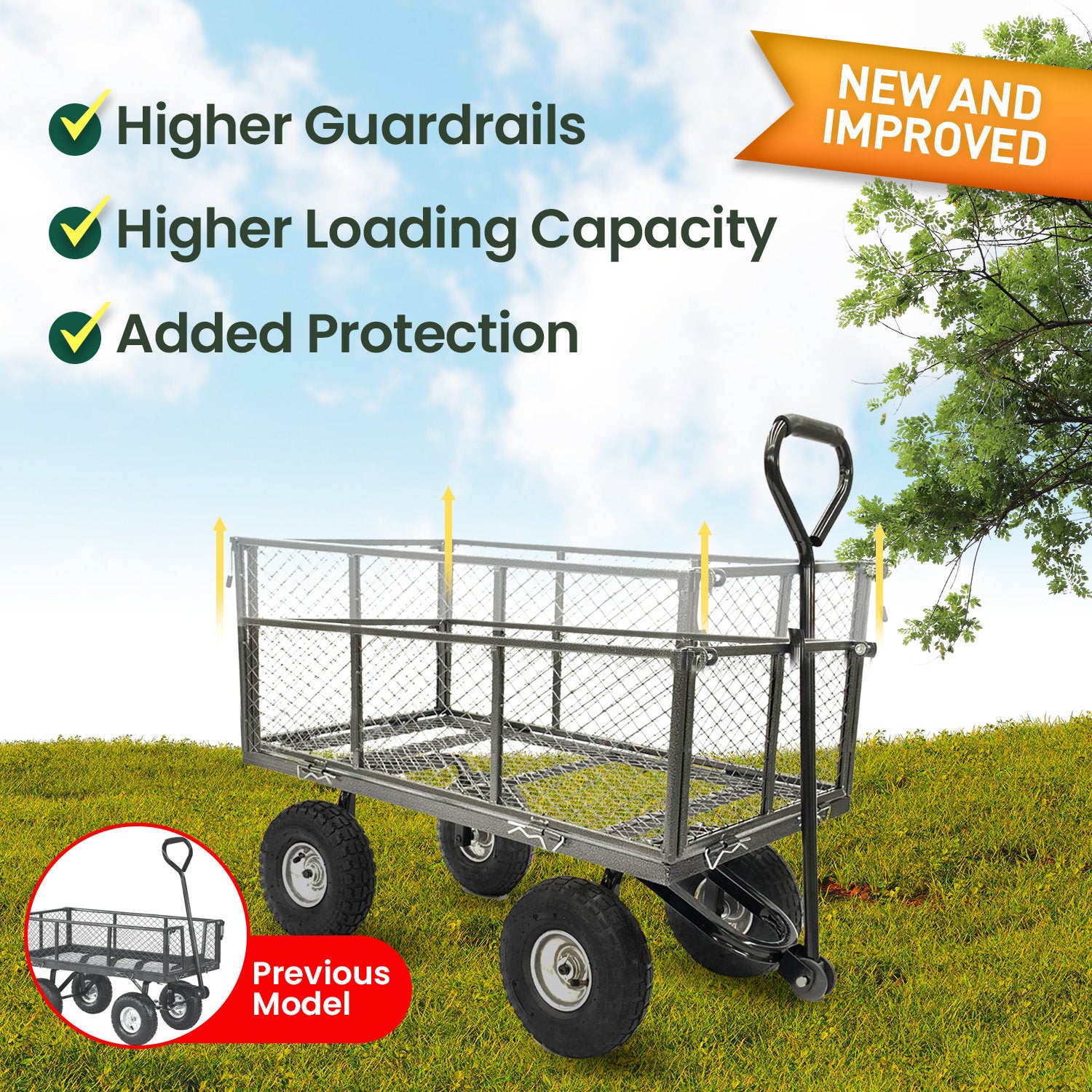 Heavy-Duty 300kg Steel Mesh Garden Cart, 10in Tires Wallaroo