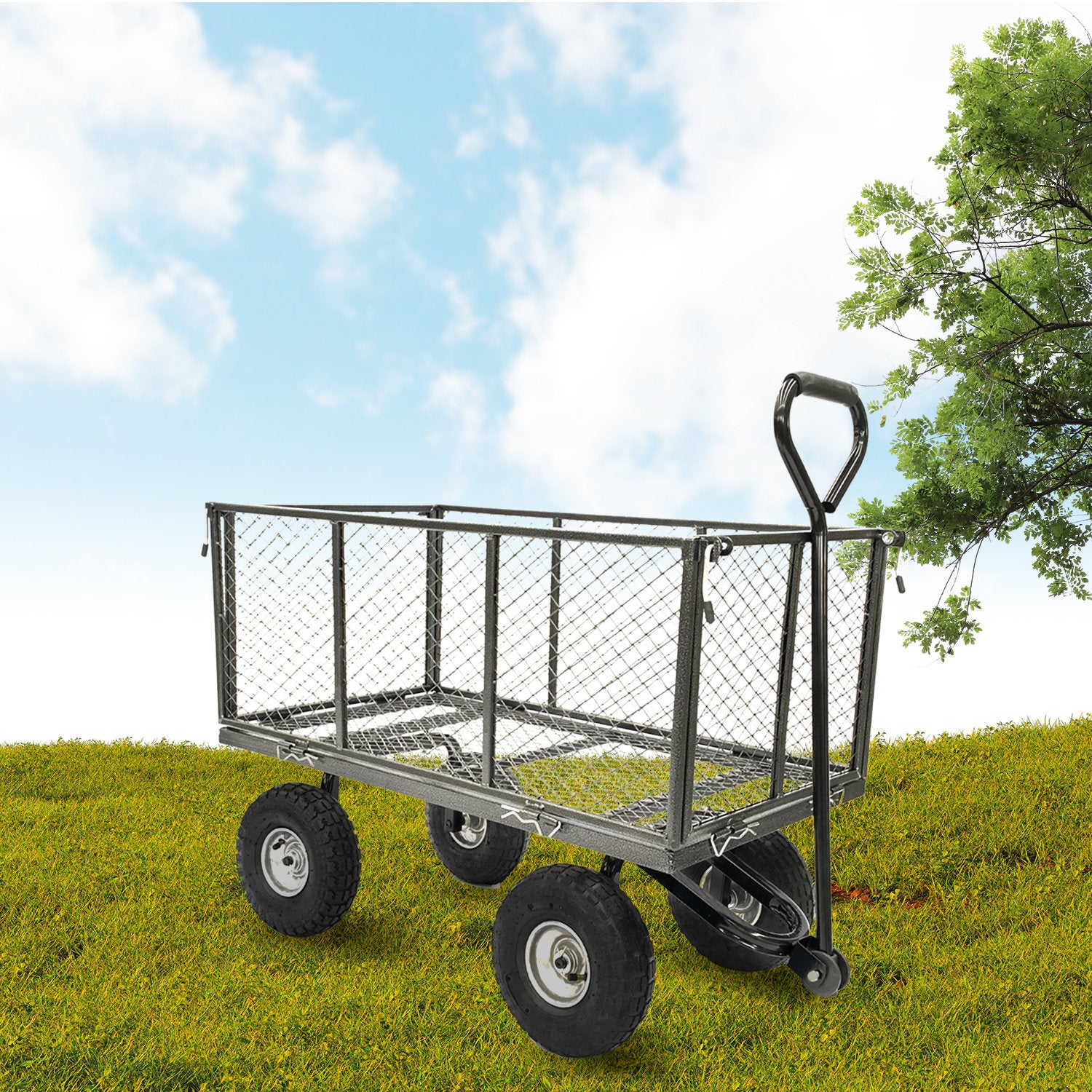 Heavy-Duty 300kg Steel Mesh Garden Cart, 10in Tires Wallaroo