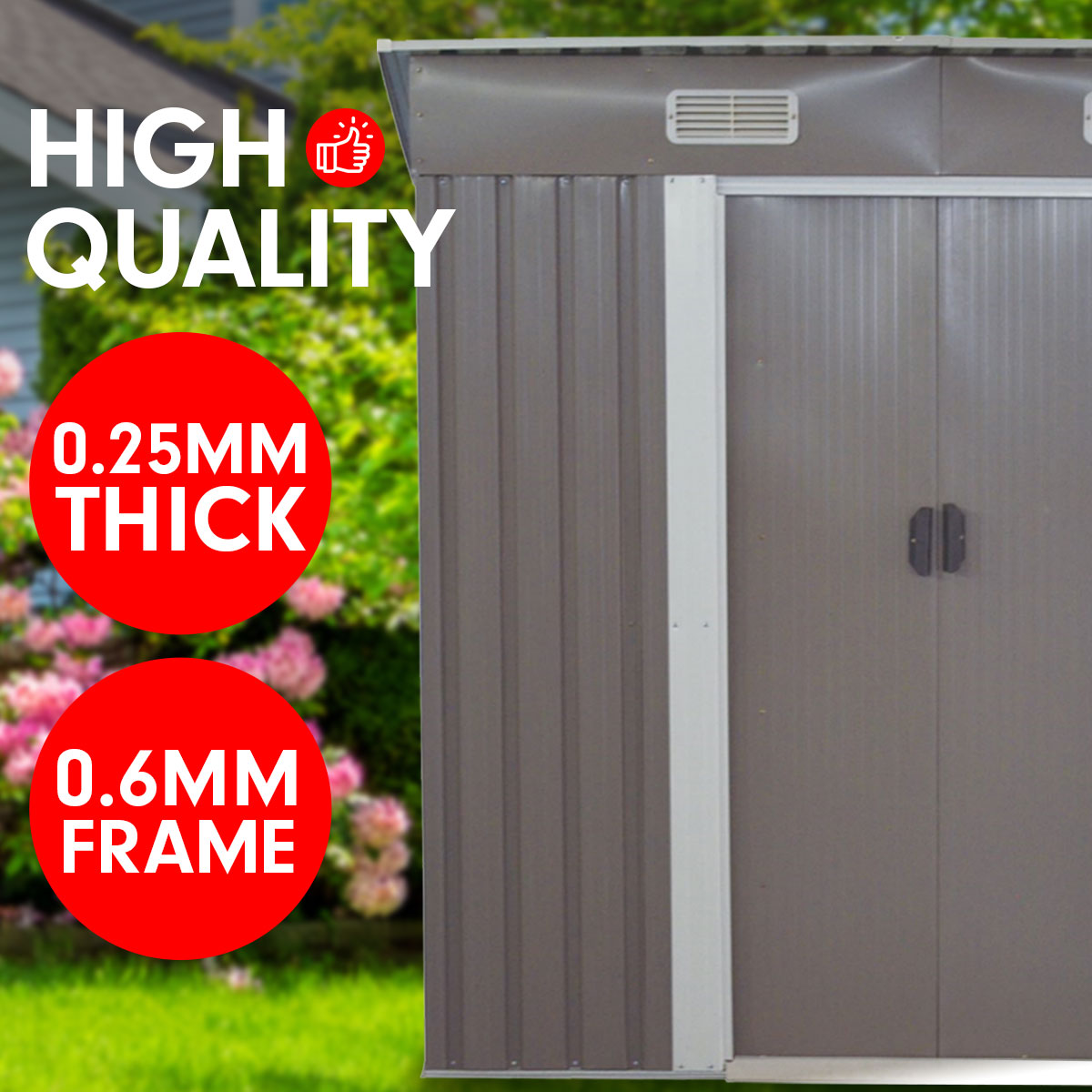 Rust-Resistant 4x6 Garden Shed with Ventilation & Sliding Doors