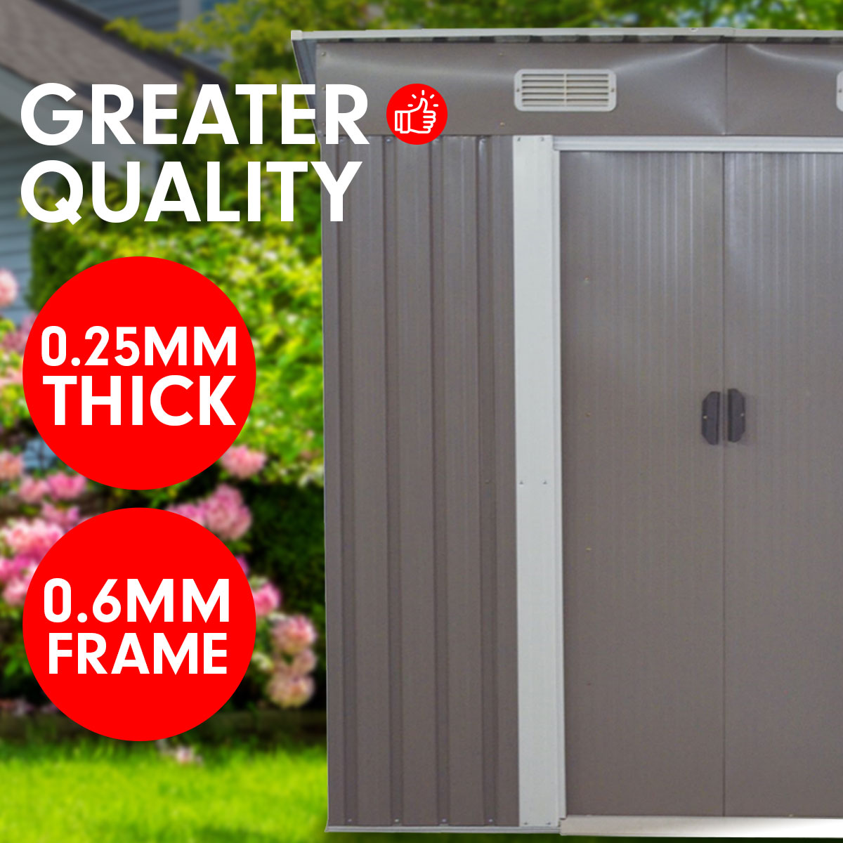 Weather-Resistant 4x6 Steel Garden Storage Shed with Vents