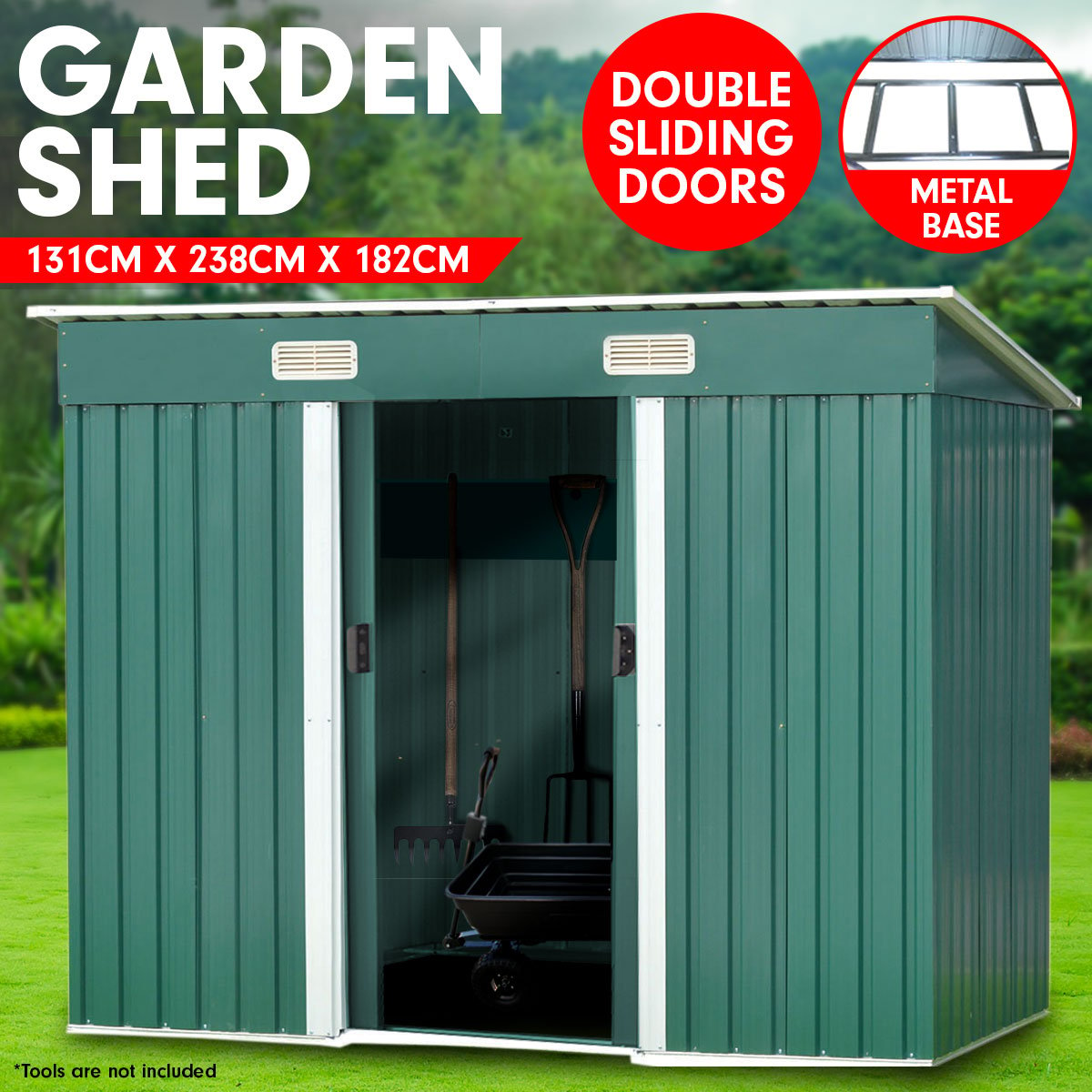 Weather-Resistant Metal Garden Shed with Ventilation - 4x8ft