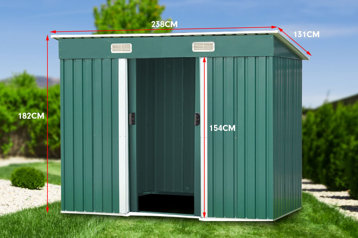 Weather-Resistant Metal Garden Shed with Ventilation - 4x8ft