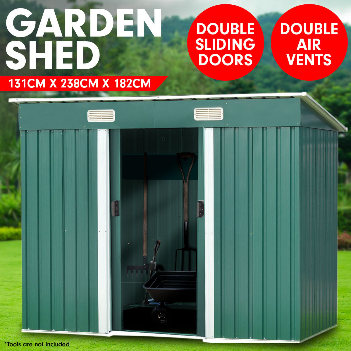 Weather-Resistant Steel Garden Shed with Vents, 4x8, Wallaroo