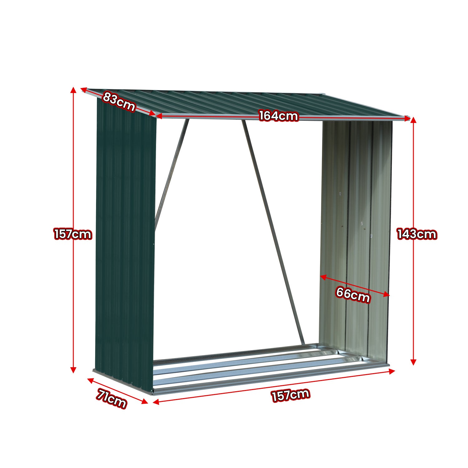 Galvanized Steel Wood Storage Shed, Sloped Design - Wallaroo