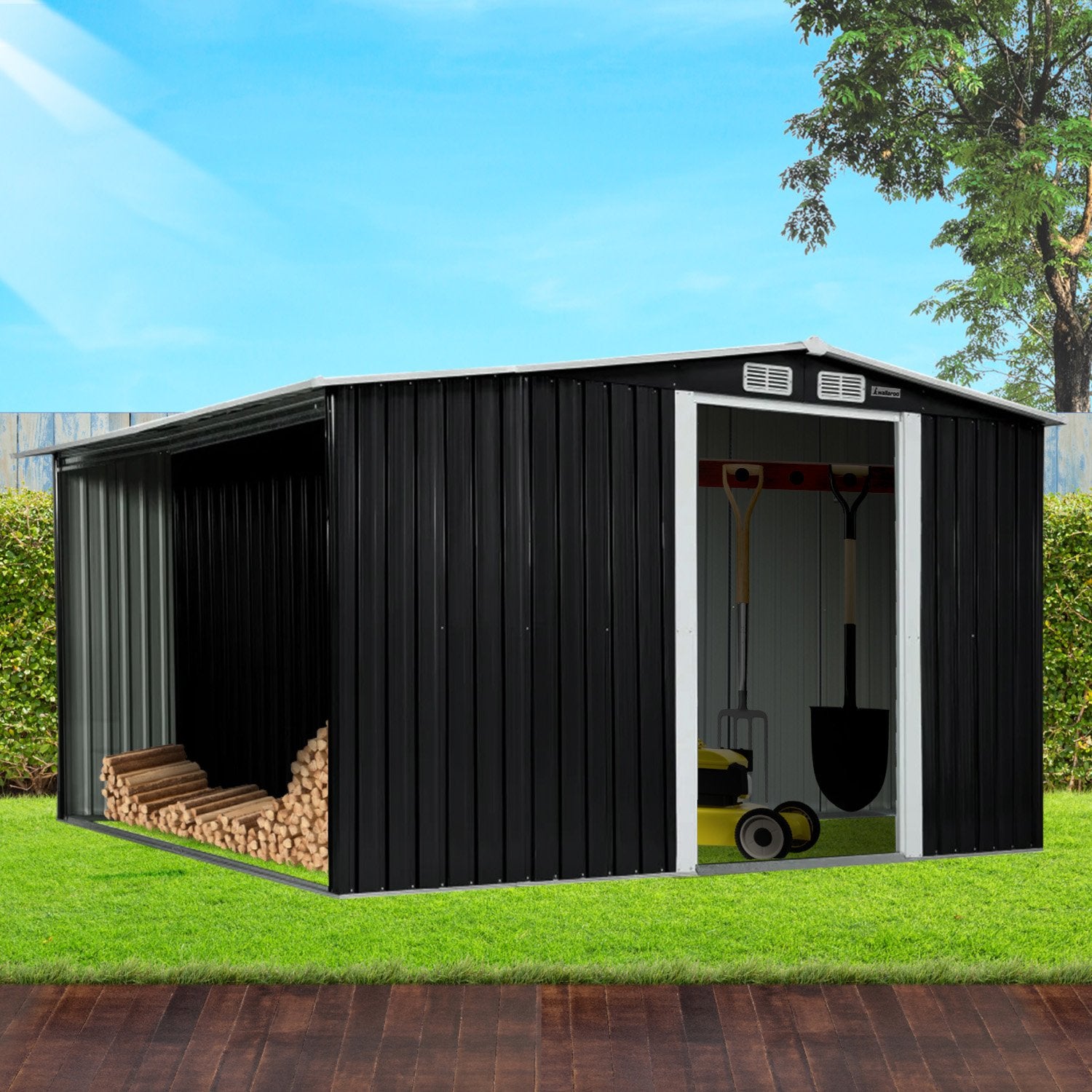 23 Gauge Steel Garden Shed with Ventilation 10x8 FT - Wallaroo