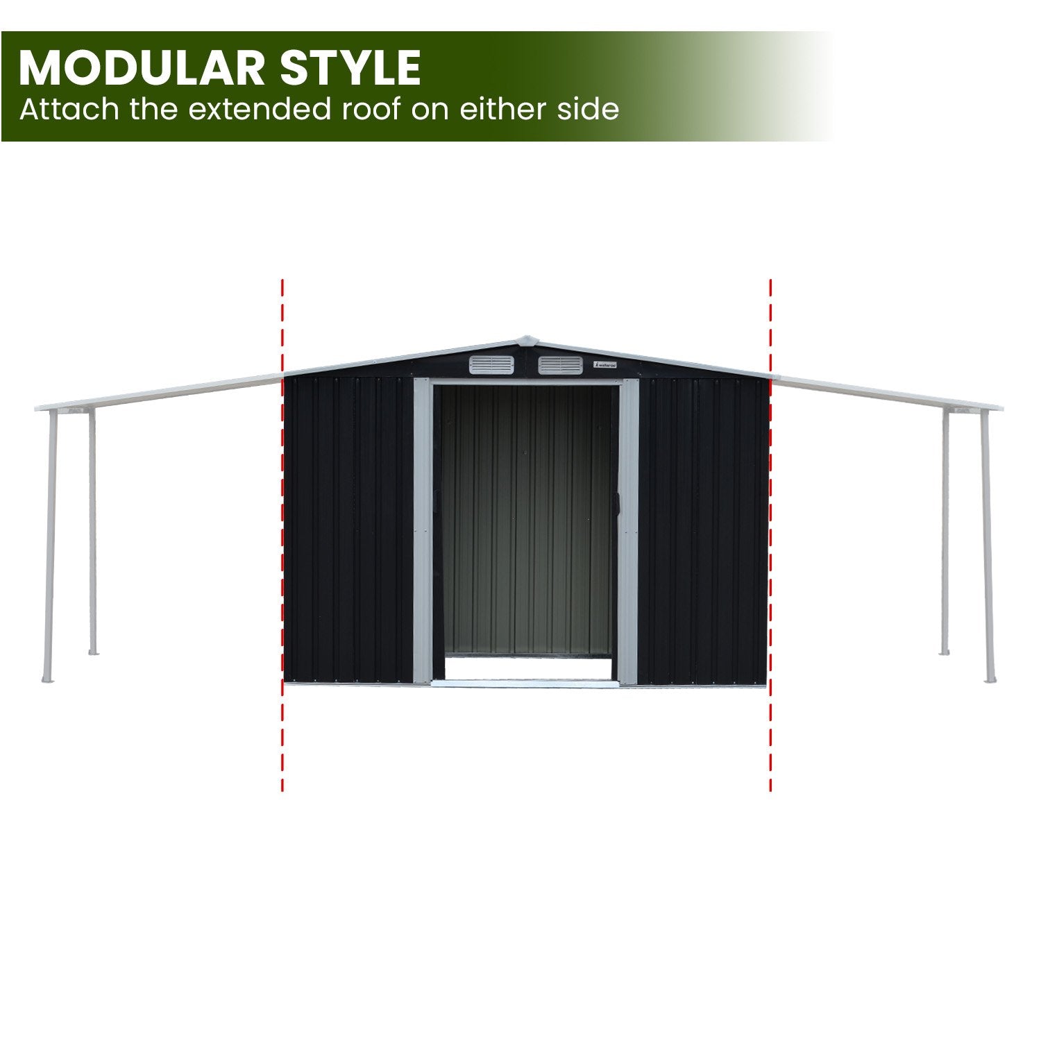 Quick Assembly Zinc Steel Garden Shed 4x8ft with Ventilation