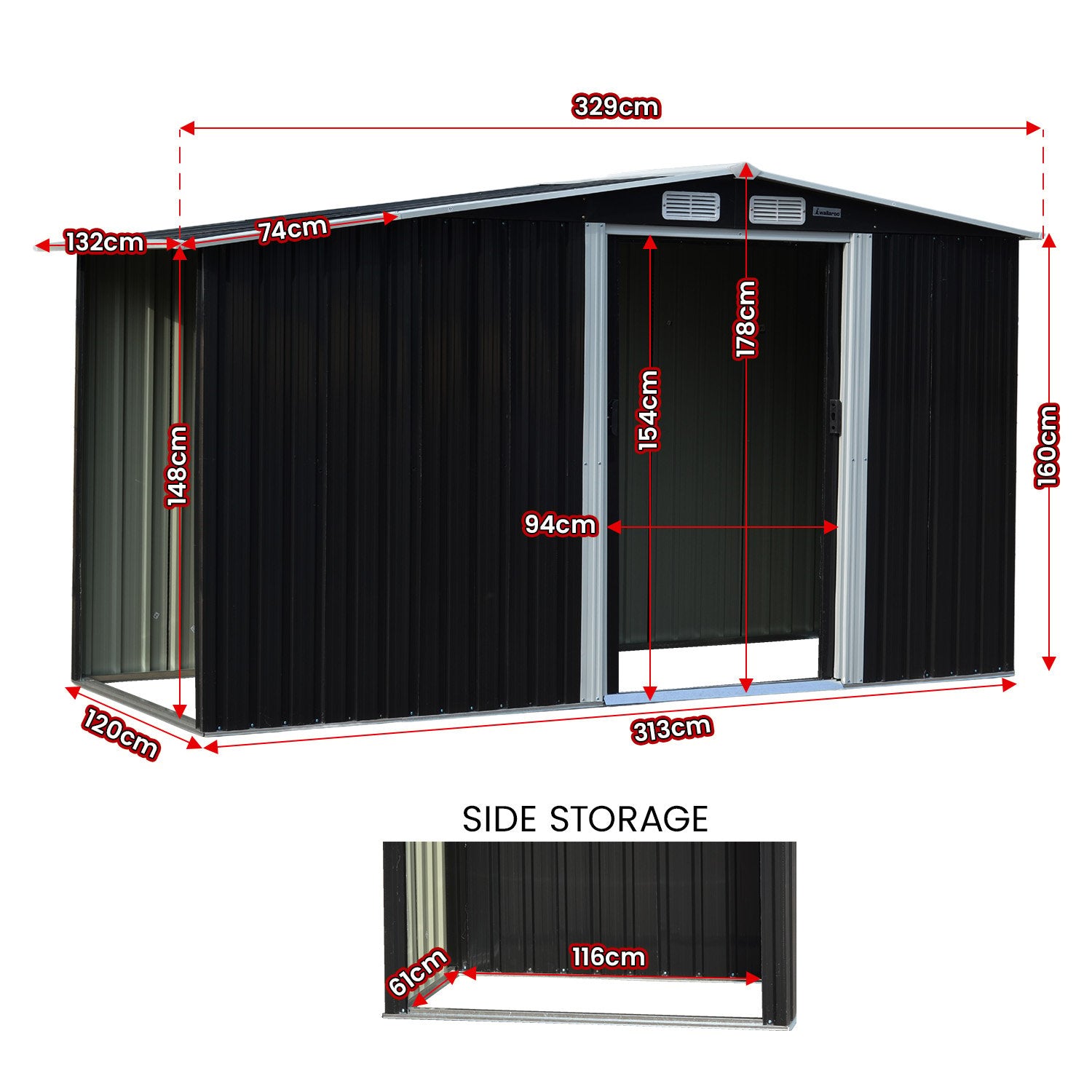 Corrosion-Resistant Garden Shed 4x8FT with Storage, Wallaroo