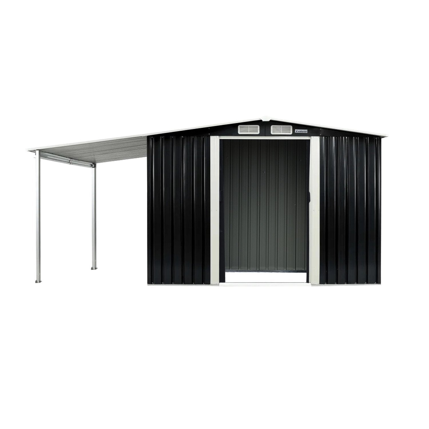 Durable Steel 8x8ft Garden Shed with Ventilation, Black