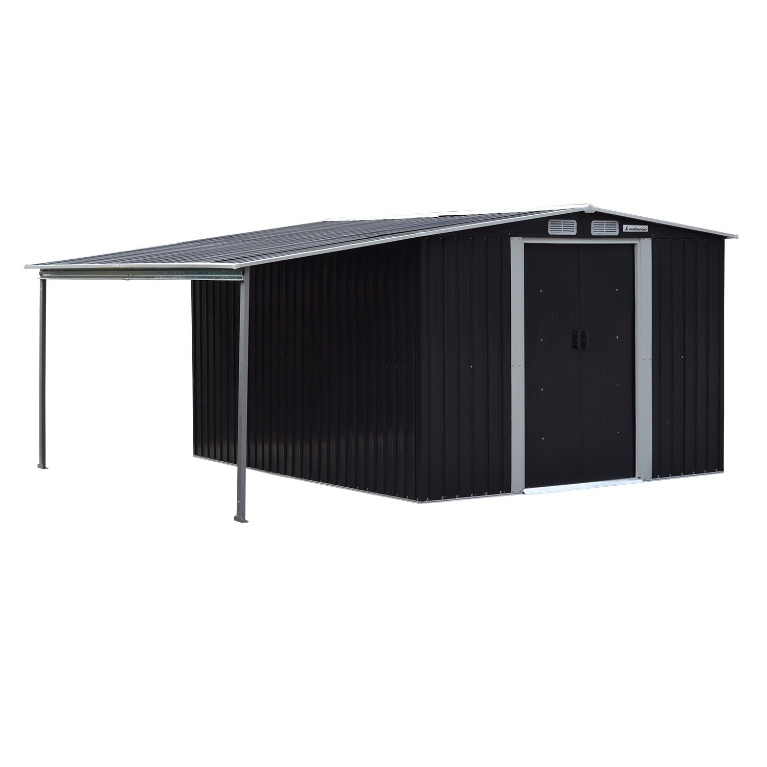 Durable Steel 8x8ft Garden Shed with Ventilation, Black