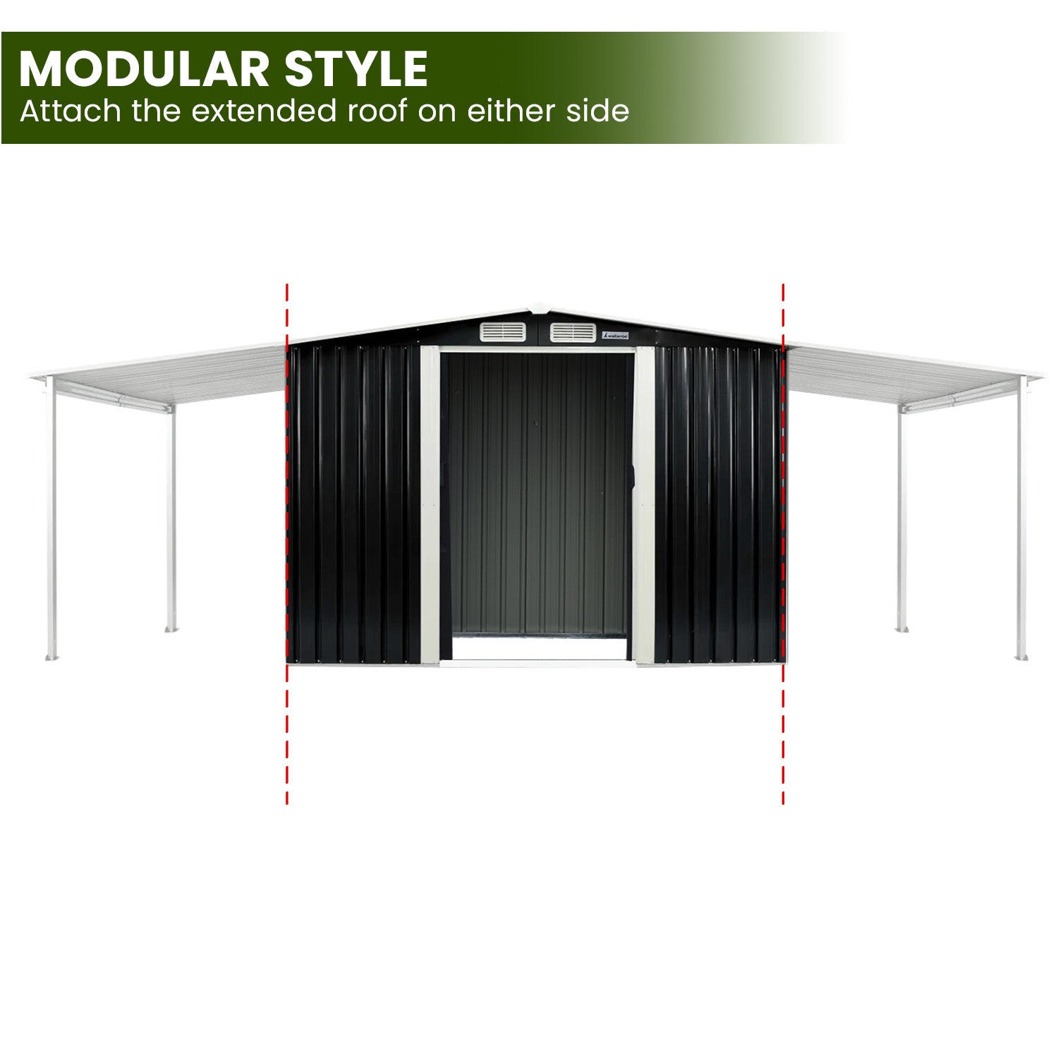 Durable Steel 8x8ft Garden Shed with Ventilation, Black