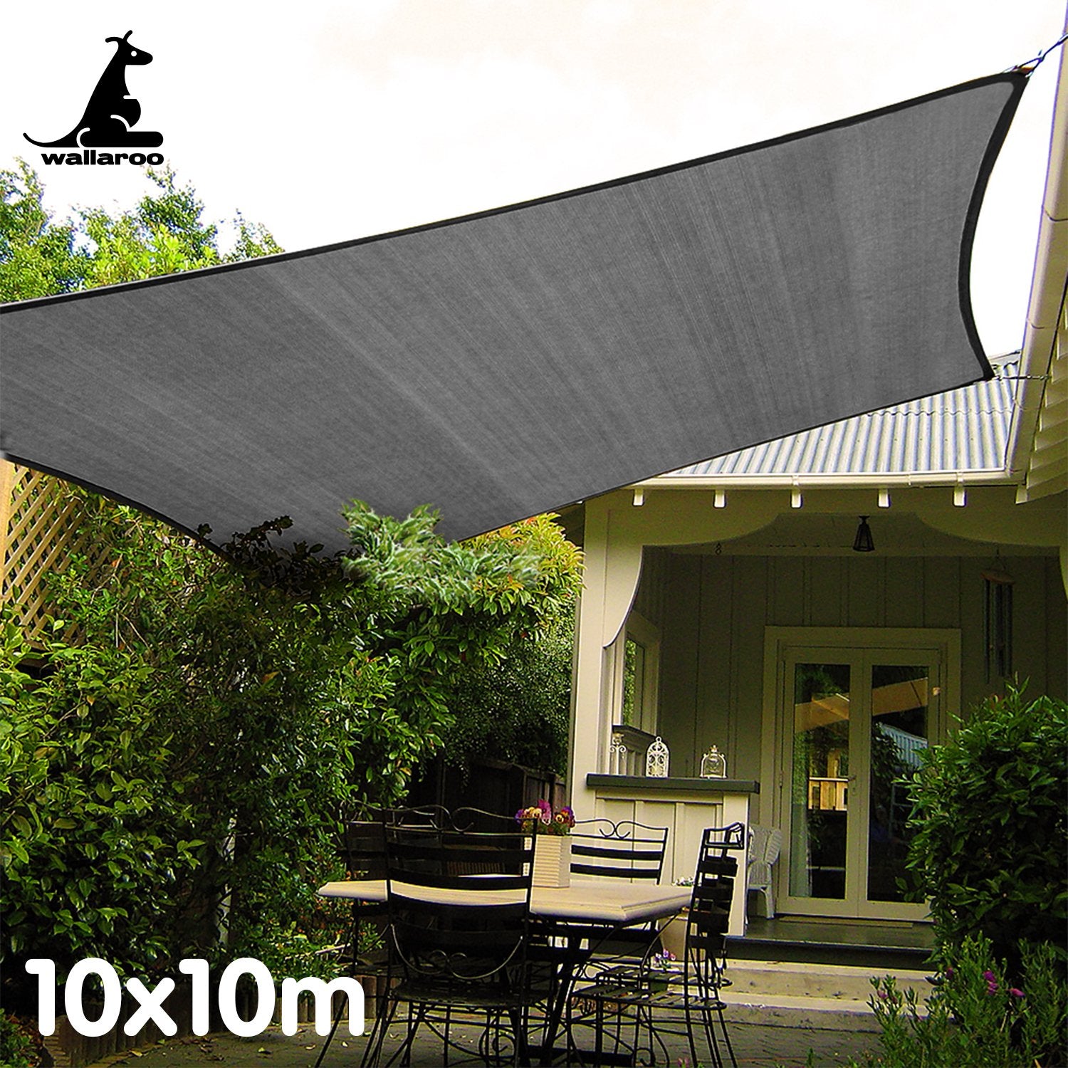 Waterproof UV-Blocking Outdoor Sun Shade Sail Canopy 10x10M Wallaroo