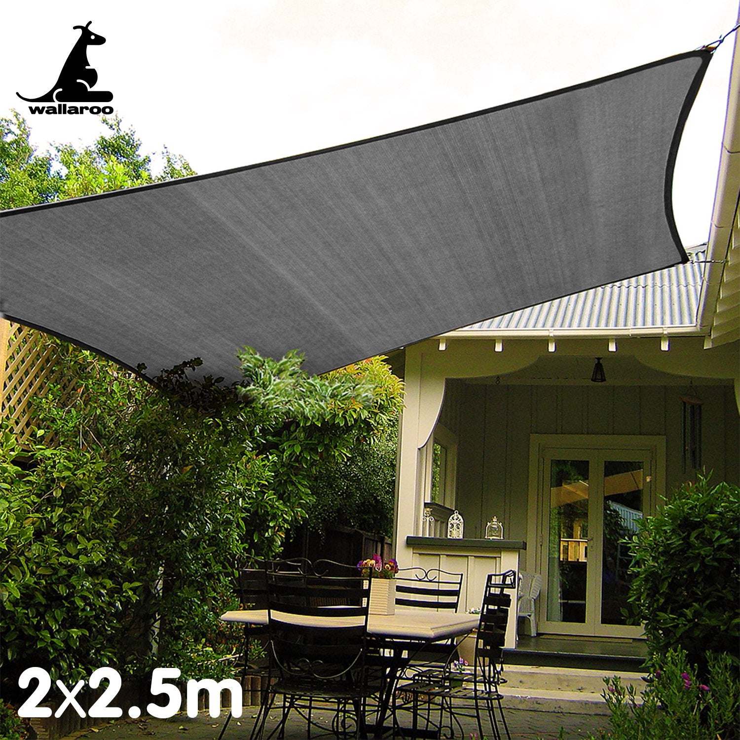 UV-Blocking Breathable Grey Shade Sail 2x2.5M - Wallaroo