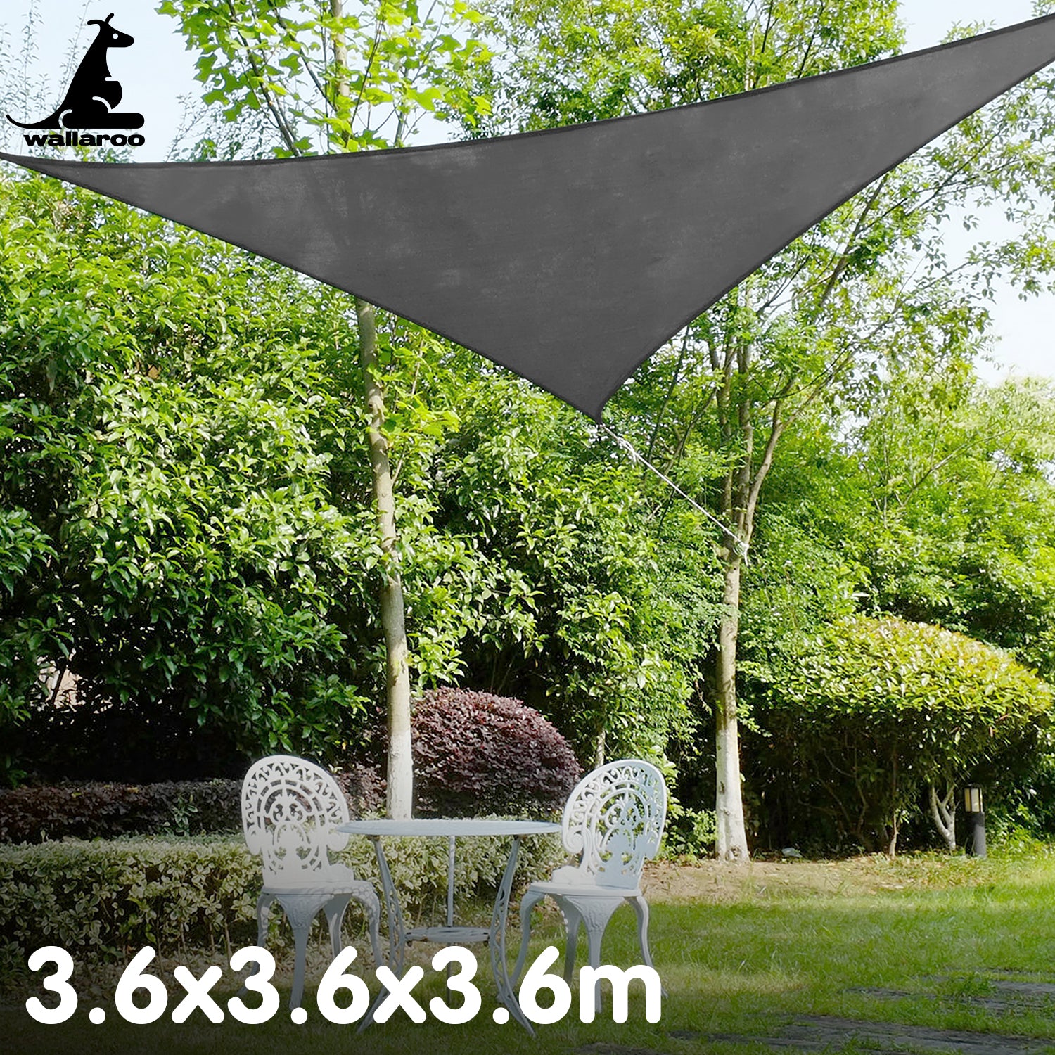 UV-Stabilised Grey Shade Sail, 3.6x3.6m, Breathable Fabric