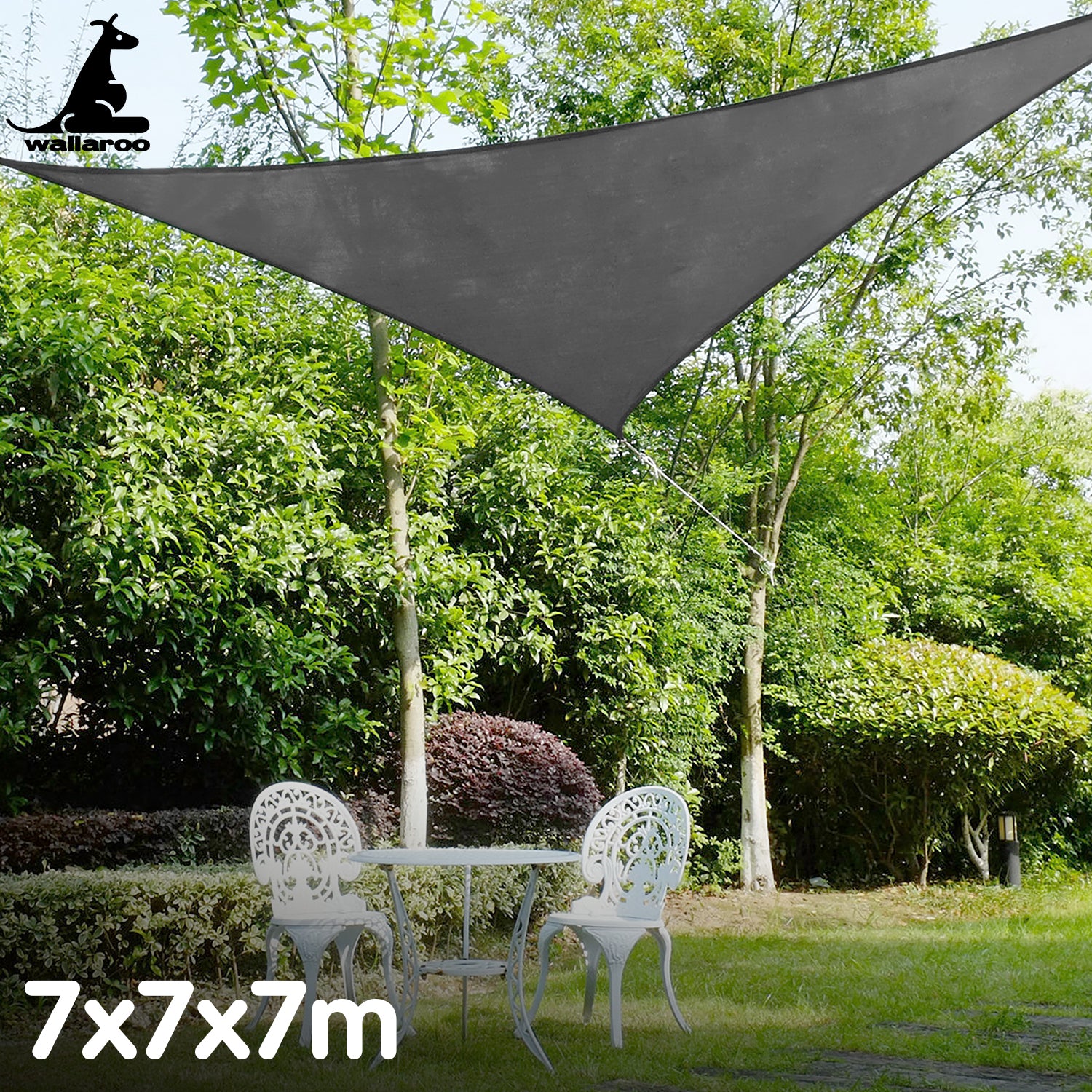 UV-Blocking Triangle Shade Sail 7x7x7M Grey, Wallaroo