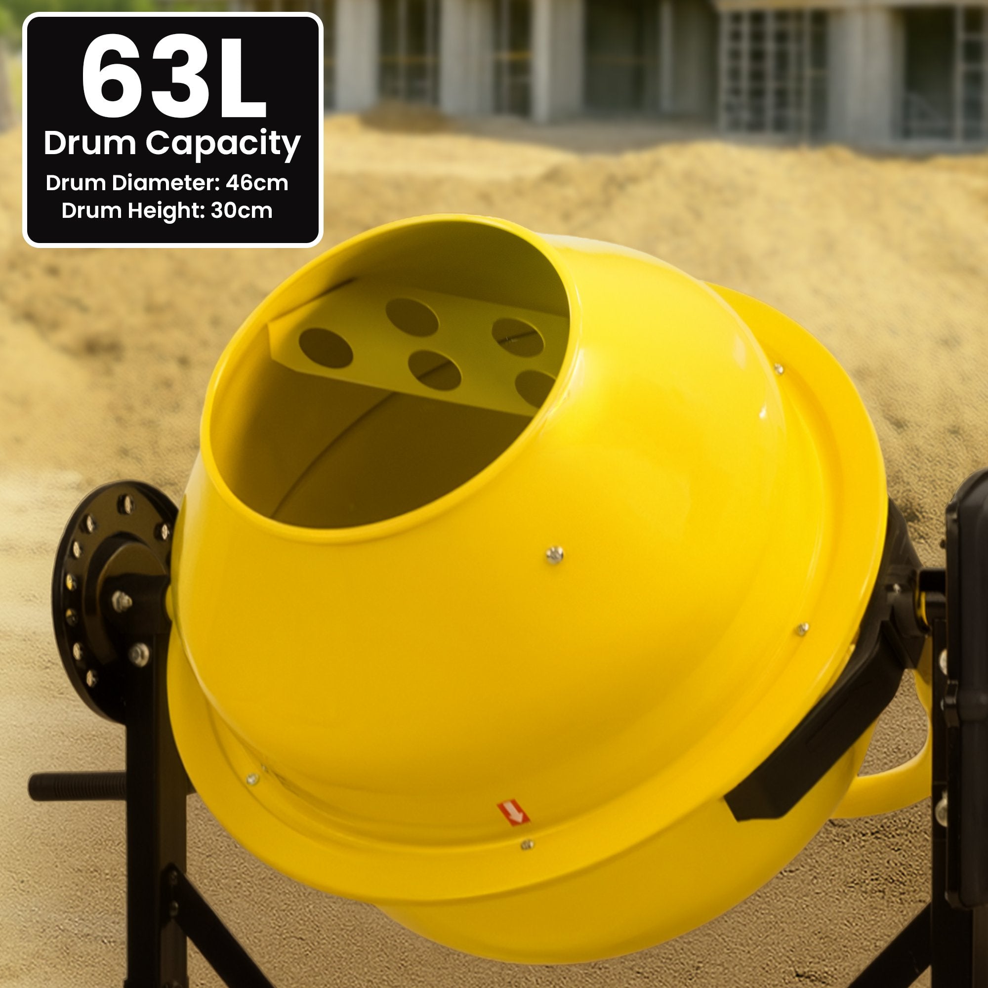 Kartrite Portable 63L Cement Concrete Mixer Dual Mix Blades & Tipper Lock 220W