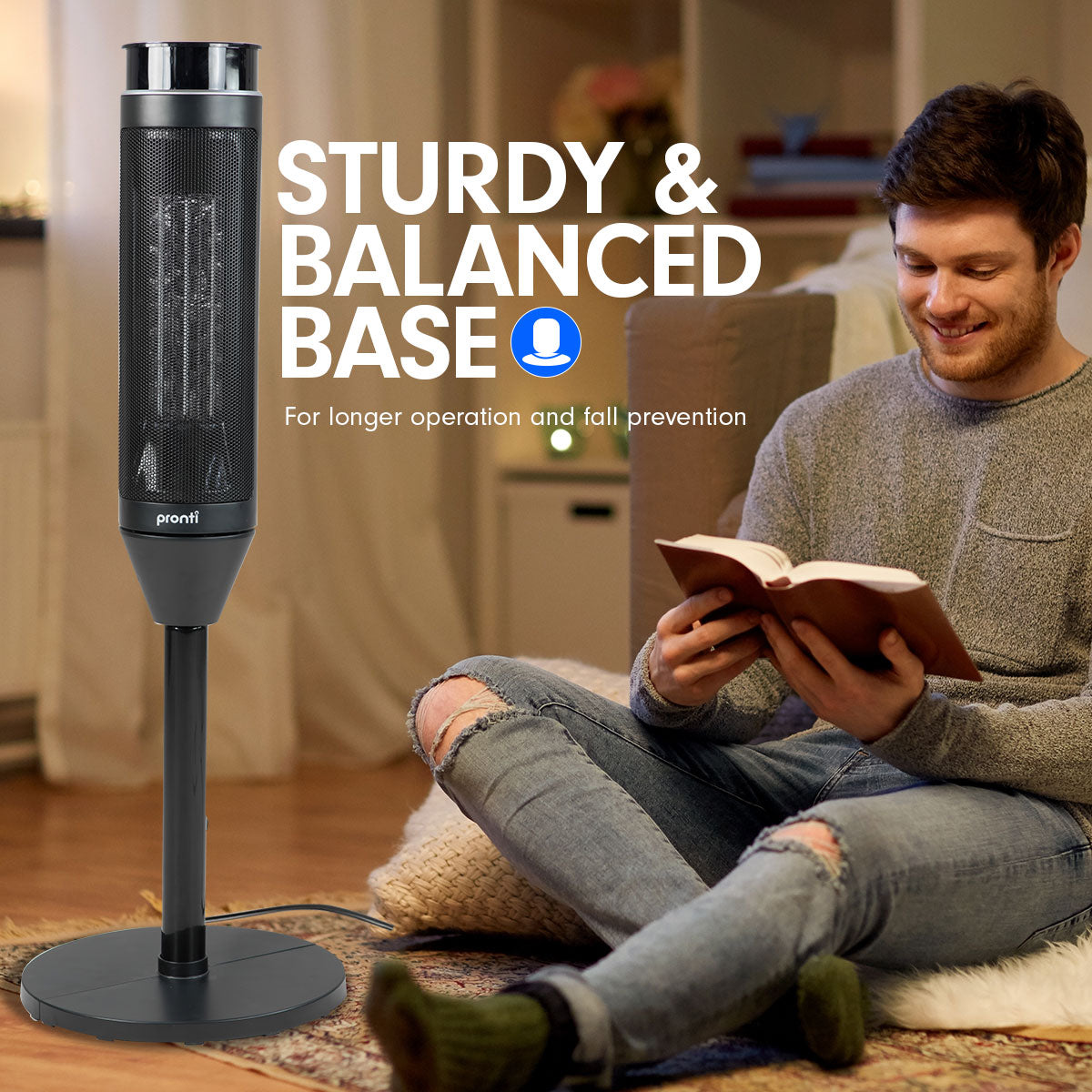 Remote-Controlled Ceramic Tower Heater with Timer - Pronti